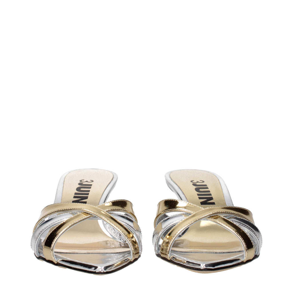 3Juin Gray Leather Stiletto Heels Sandals