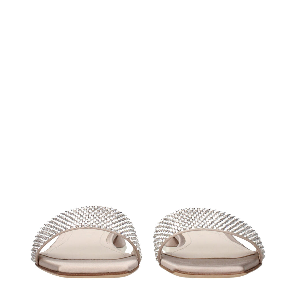 3Juin Beige Satin Slippers Sandals