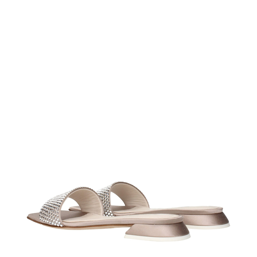 3Juin Beige Satin Slippers Sandals
