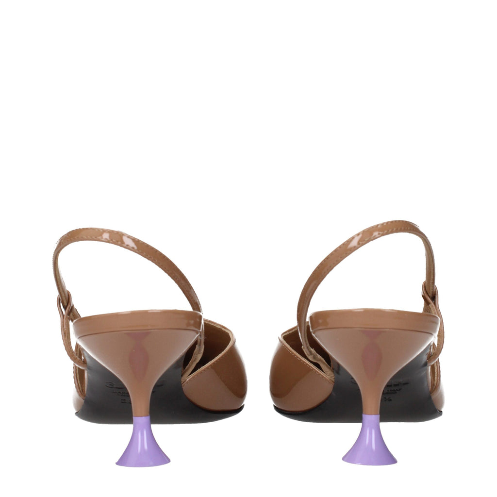 3Juin Brown Leather Mid Heel Pumps