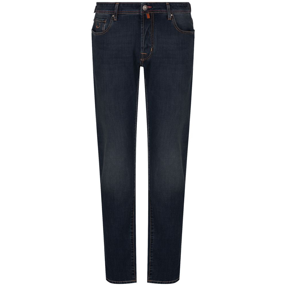 Jacob Cohen Blue Cotton Men Jeans with Orange Stitching