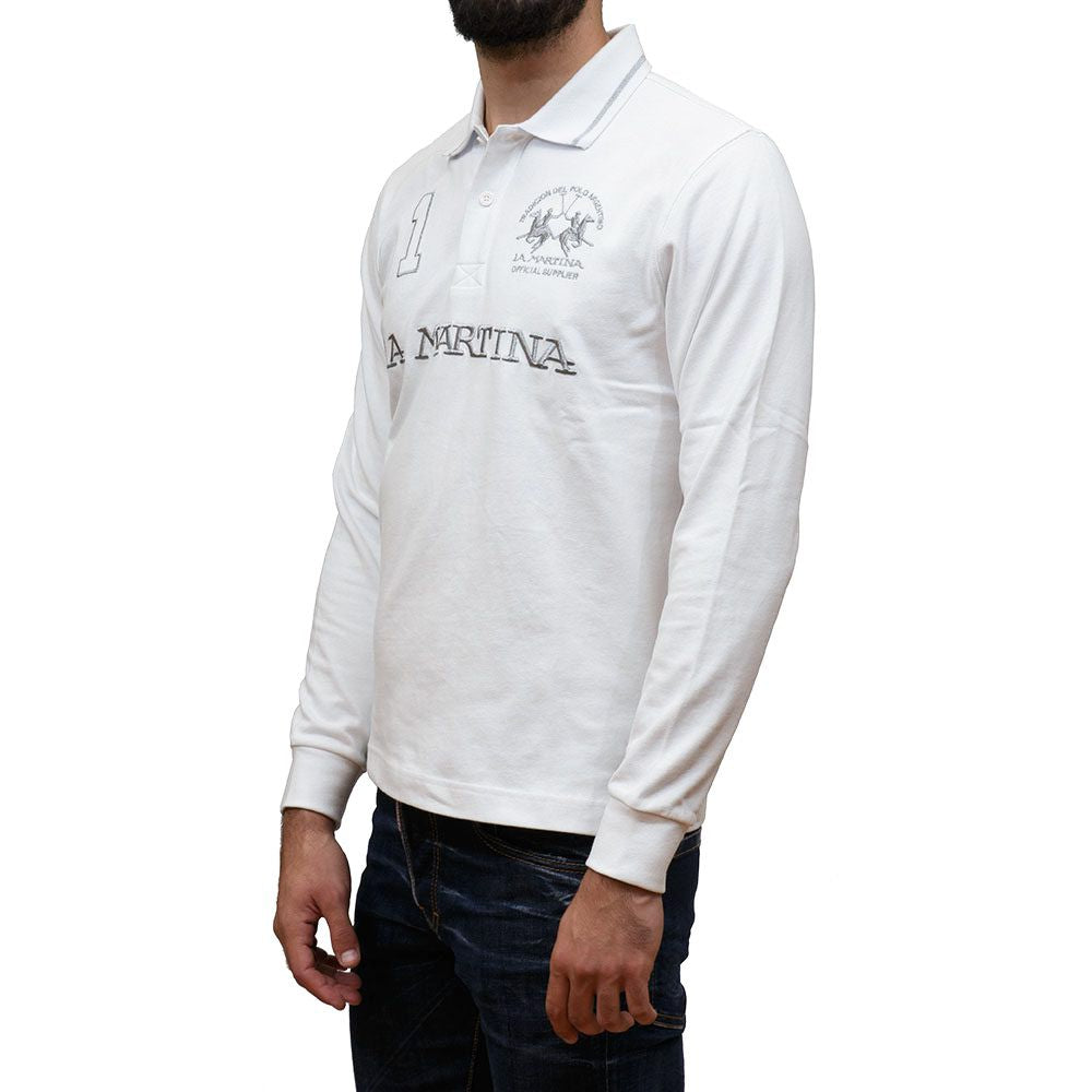La Martina Poloshirt aus weißer Baumwolle