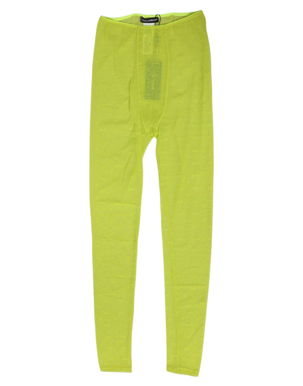 Dolce &amp; Gabbana Neongrüne Nylon-Leggings mit Logo und Spitze, Unterwäsche