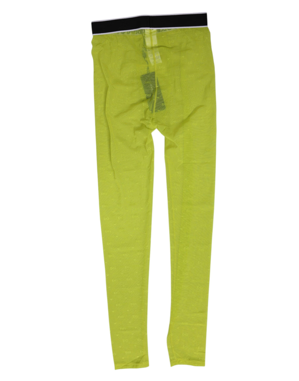 Dolce &amp; Gabbana Neongrüne Nylon-Leggings mit Logo und Spitze, Unterwäsche