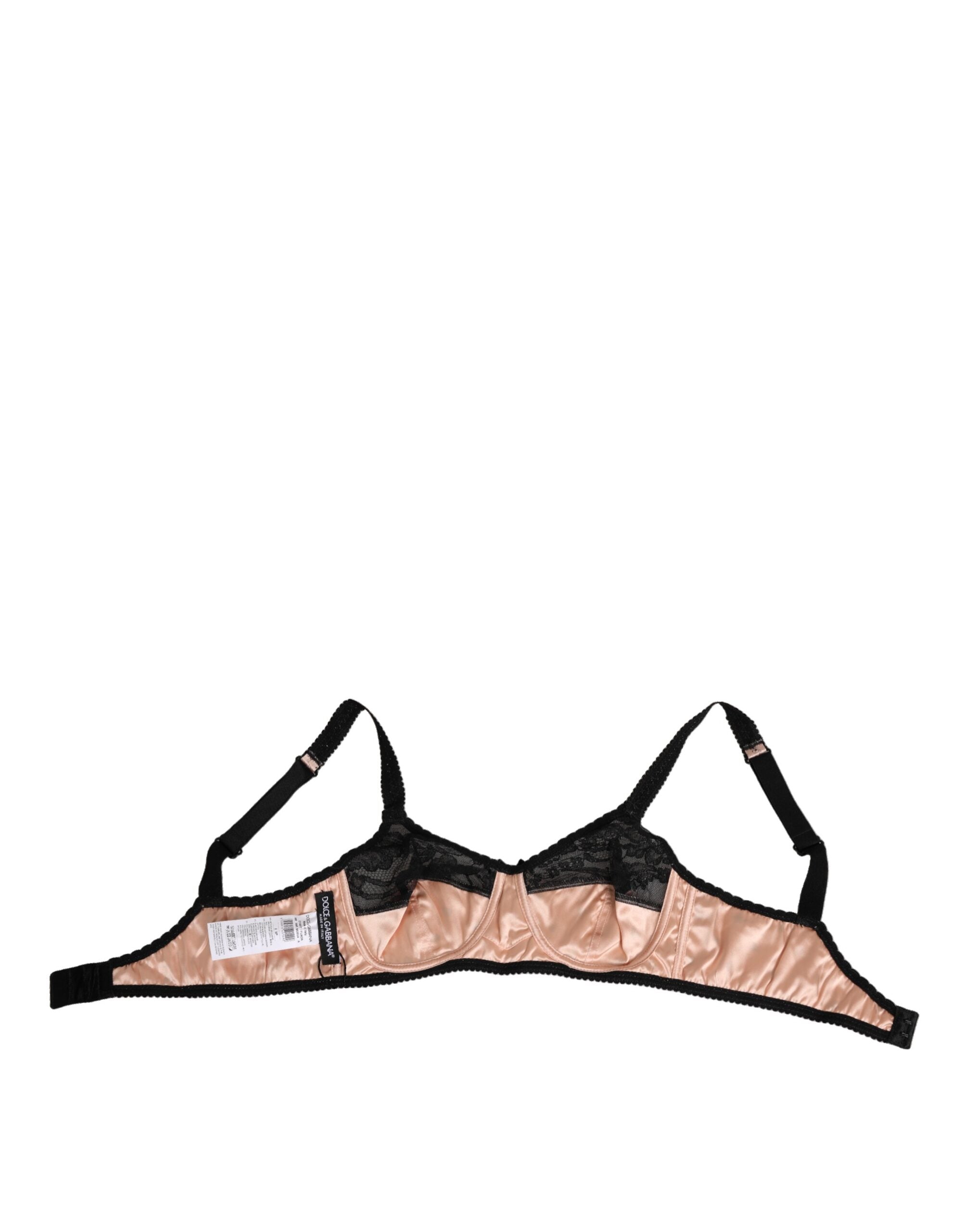 Dolce &amp; Gabbana Beige Seiden-BH mit Herz-Print und weichen Körbchen