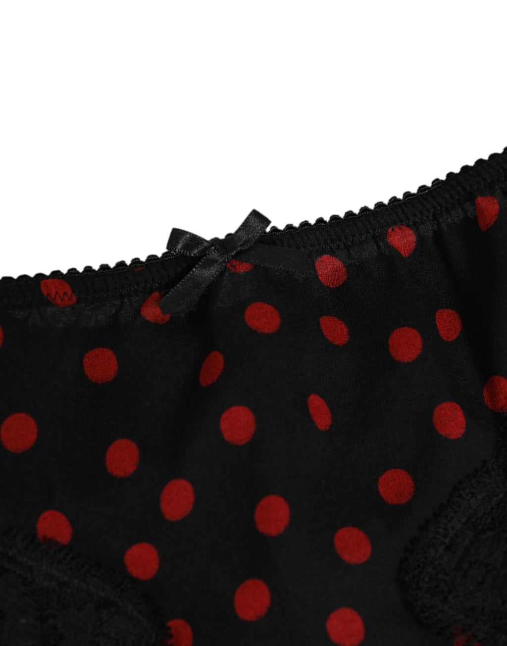 Dolce &amp; Gabbana – Schwarze, gepunktete Seiden-Höschen mit niedriger Taille