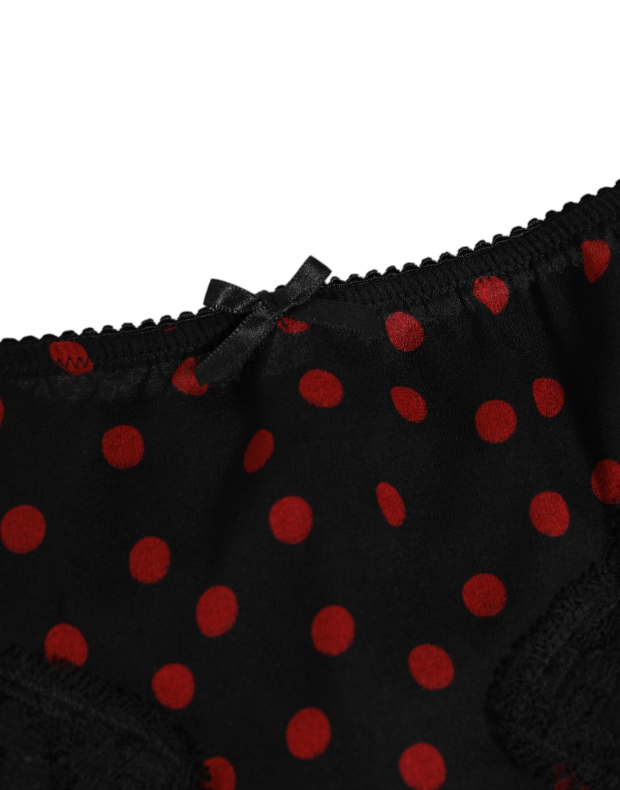 Dolce &amp; Gabbana – Schwarze, gepunktete Seiden-Höschen mit niedriger Taille