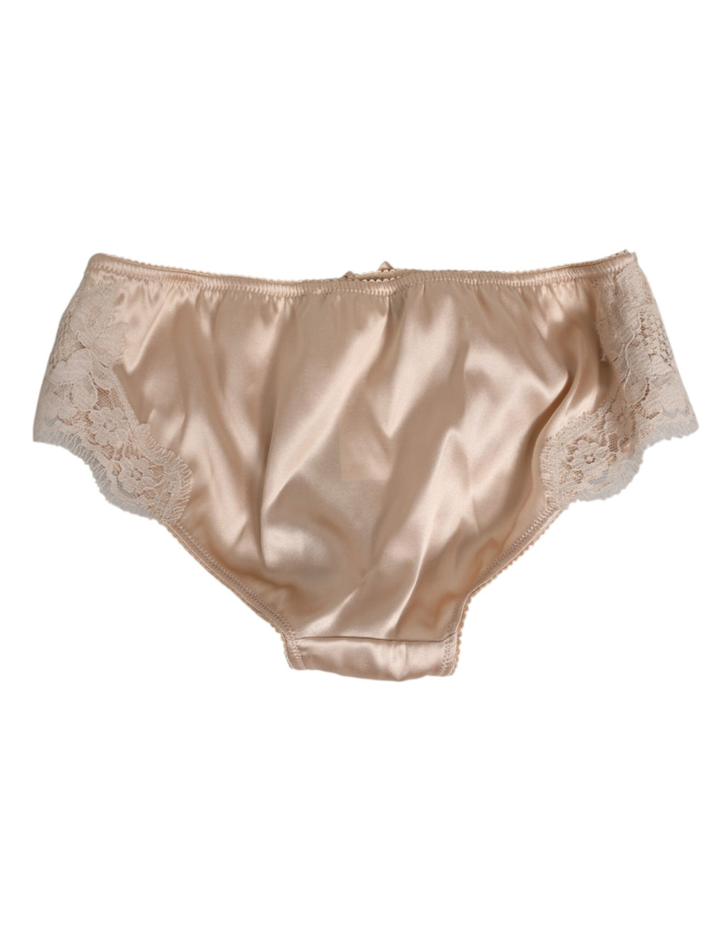 Dolce &amp; Gabbana Beige Seidensatin Blumenspitze Slip Slip Unterwäsche