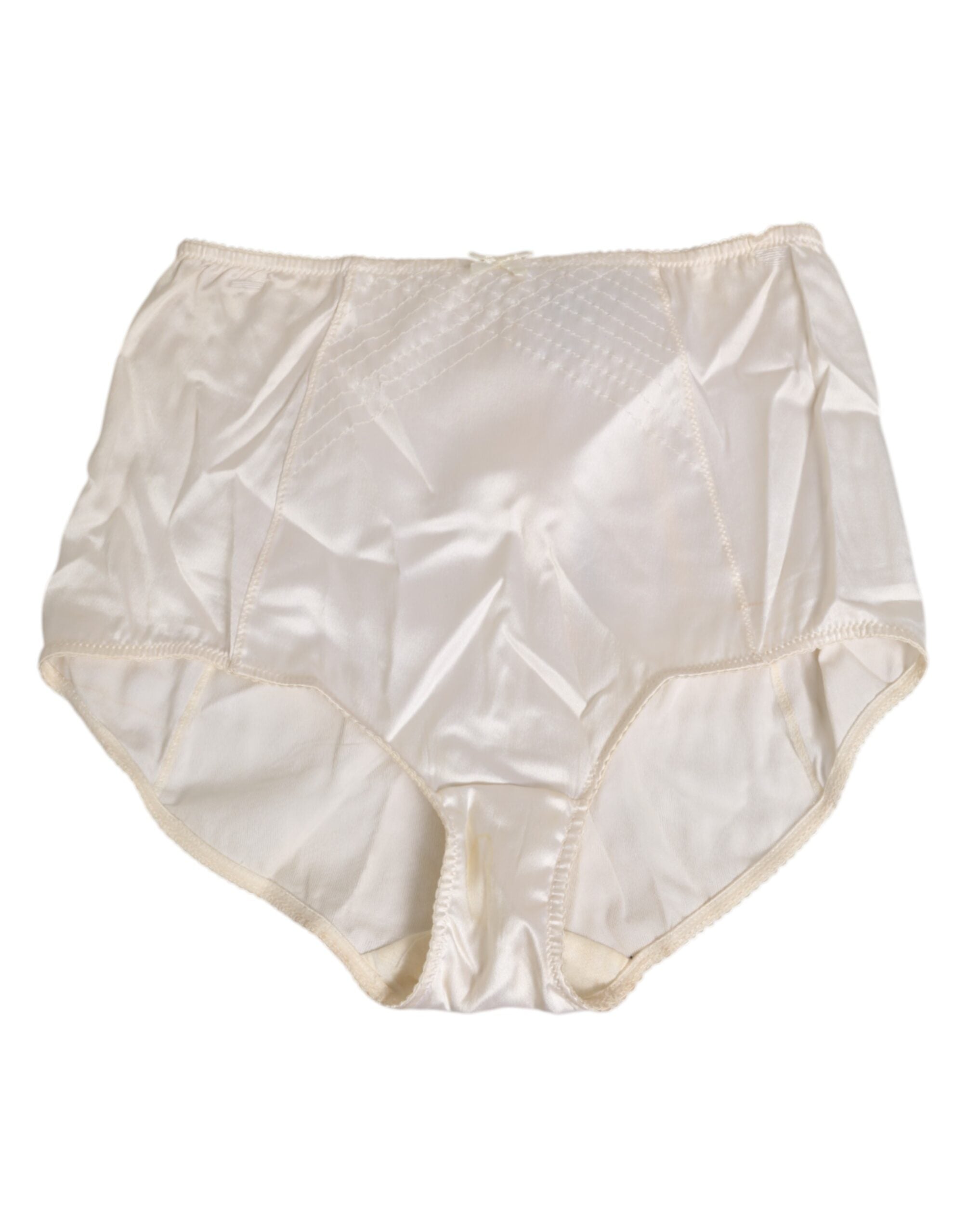 Dolce &amp; Gabbana – Hoch taillierte Miederhose aus Seide in Off-White