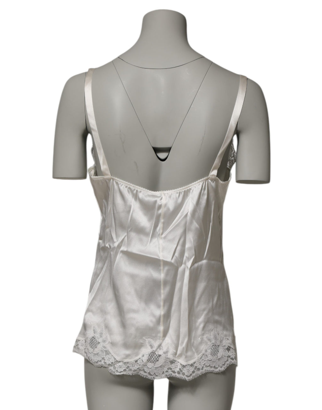 Dolce &amp; Gabbana Off White Floral Lace Tank Dessous Top Unterwäsche