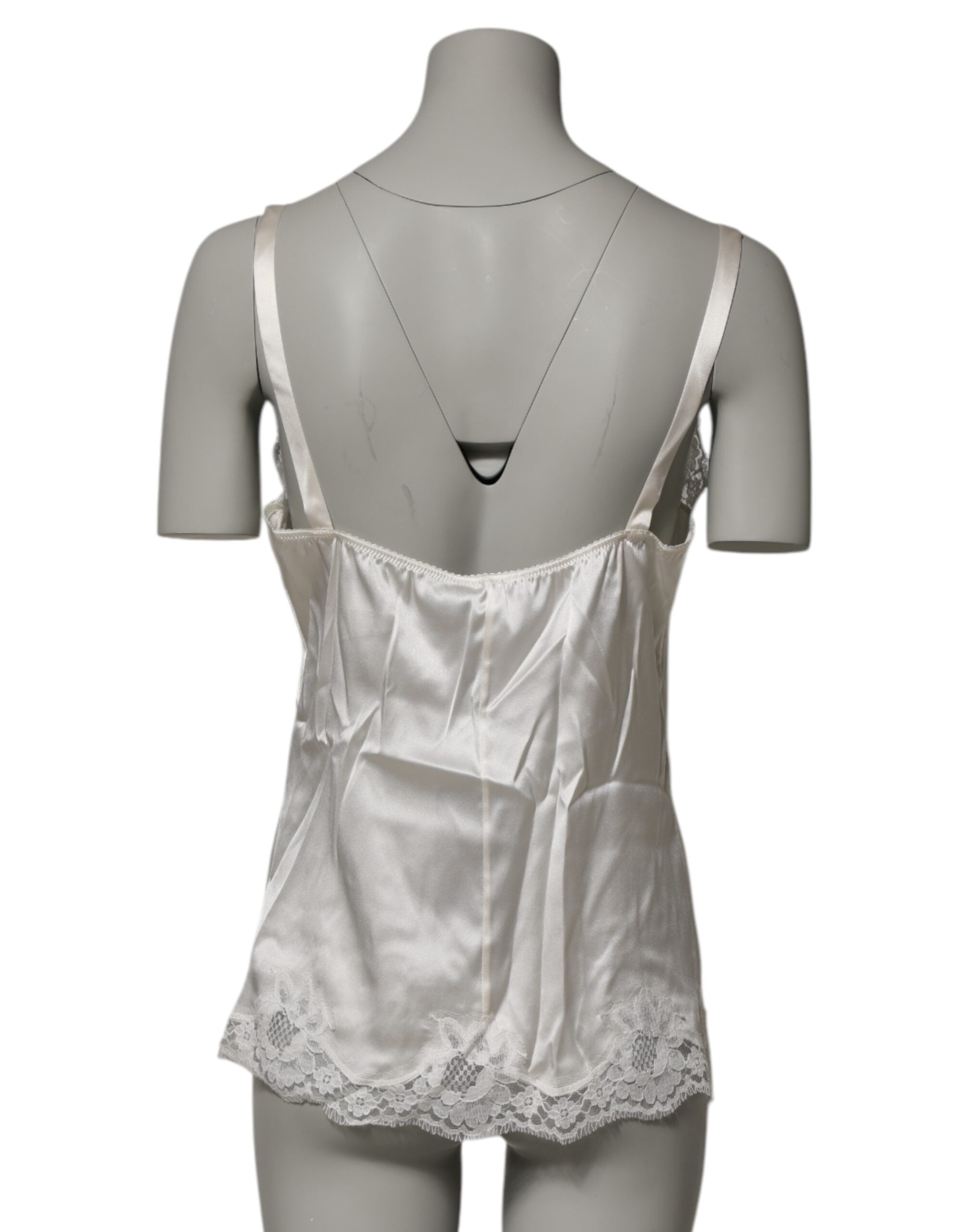 Dolce &amp; Gabbana Off White Floral Lace Tank Dessous Top Unterwäsche