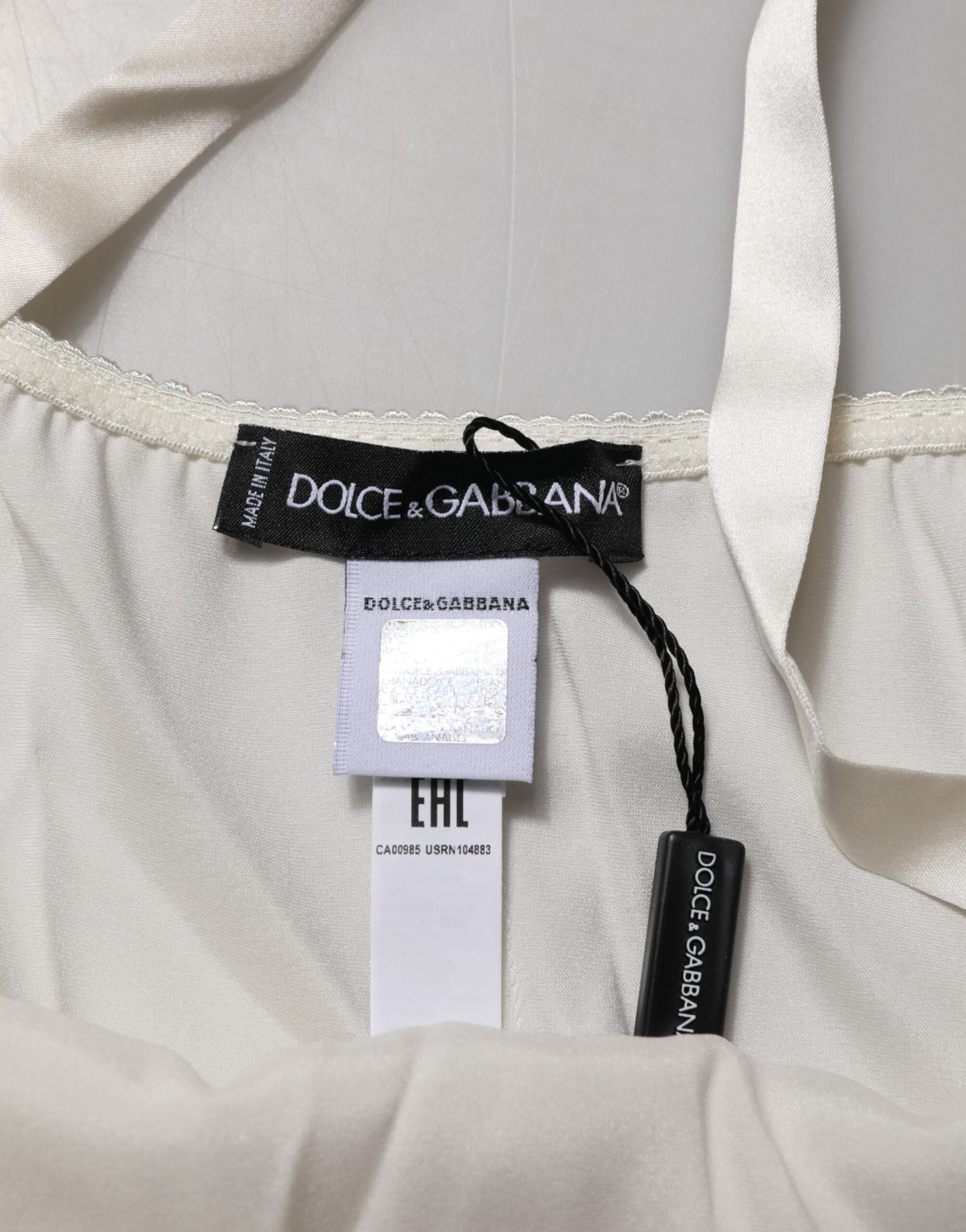 Dolce &amp; Gabbana Off White Floral Lace Tank Dessous Top Unterwäsche