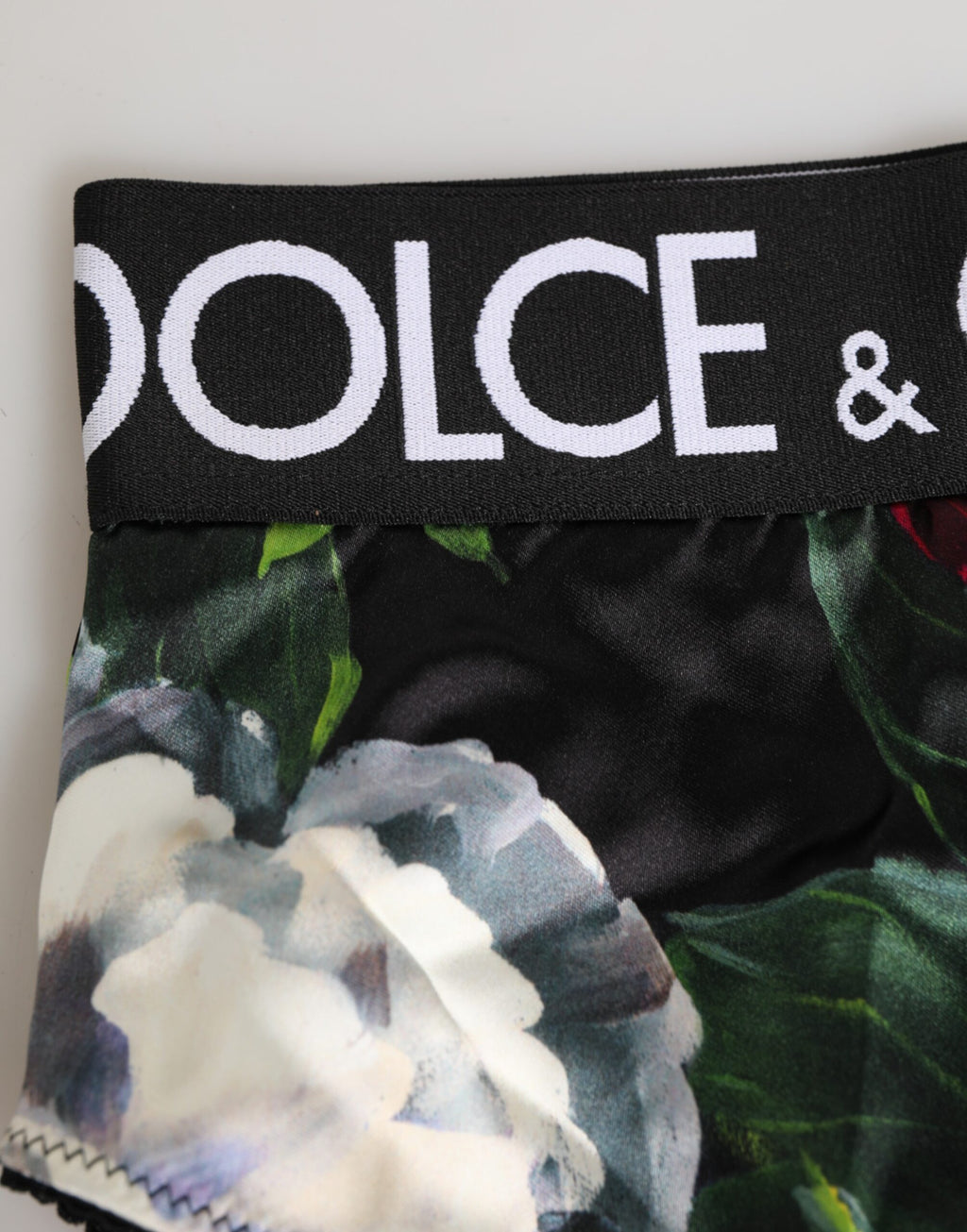 Dolce &amp; Gabbana – Schwarze Höschen mit hohem Bund und Blumenmuster