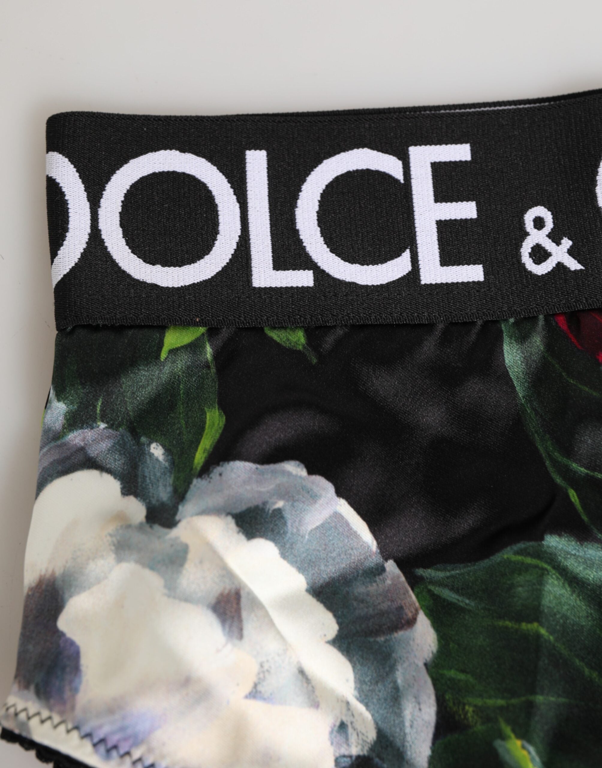 Dolce &amp; Gabbana – Schwarze Höschen mit hohem Bund und Blumenmuster