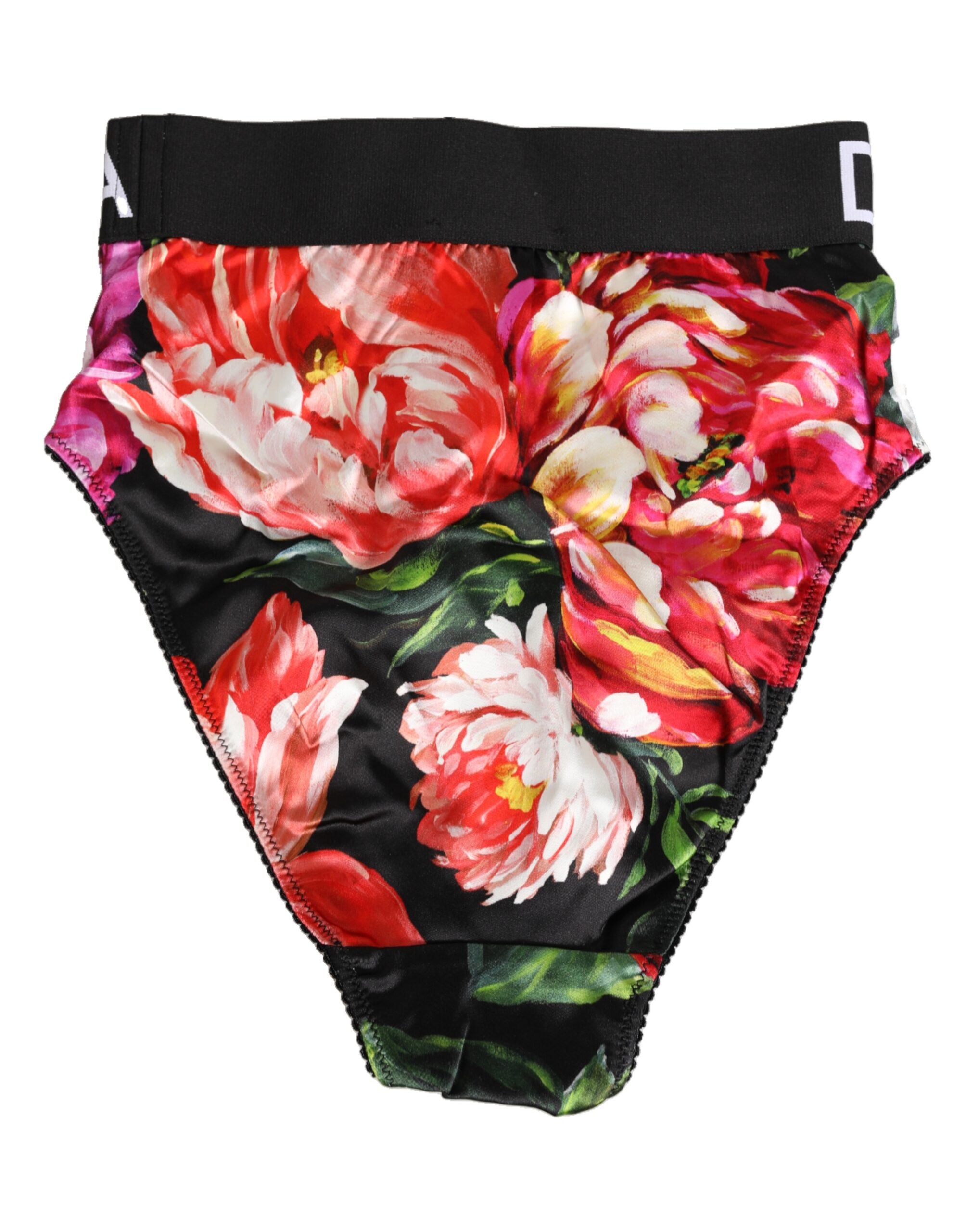 Dolce &amp; Gabbana – Schwarze Höschen mit hohem Bund und Blumenmuster