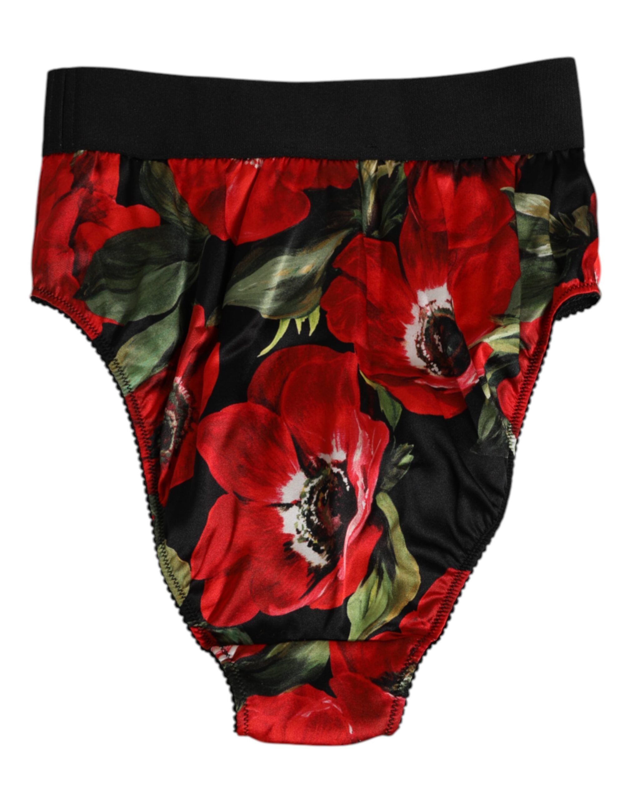 Dolce &amp; Gabbana – Schwarze Höschen mit hohem Bund und Blumenmuster