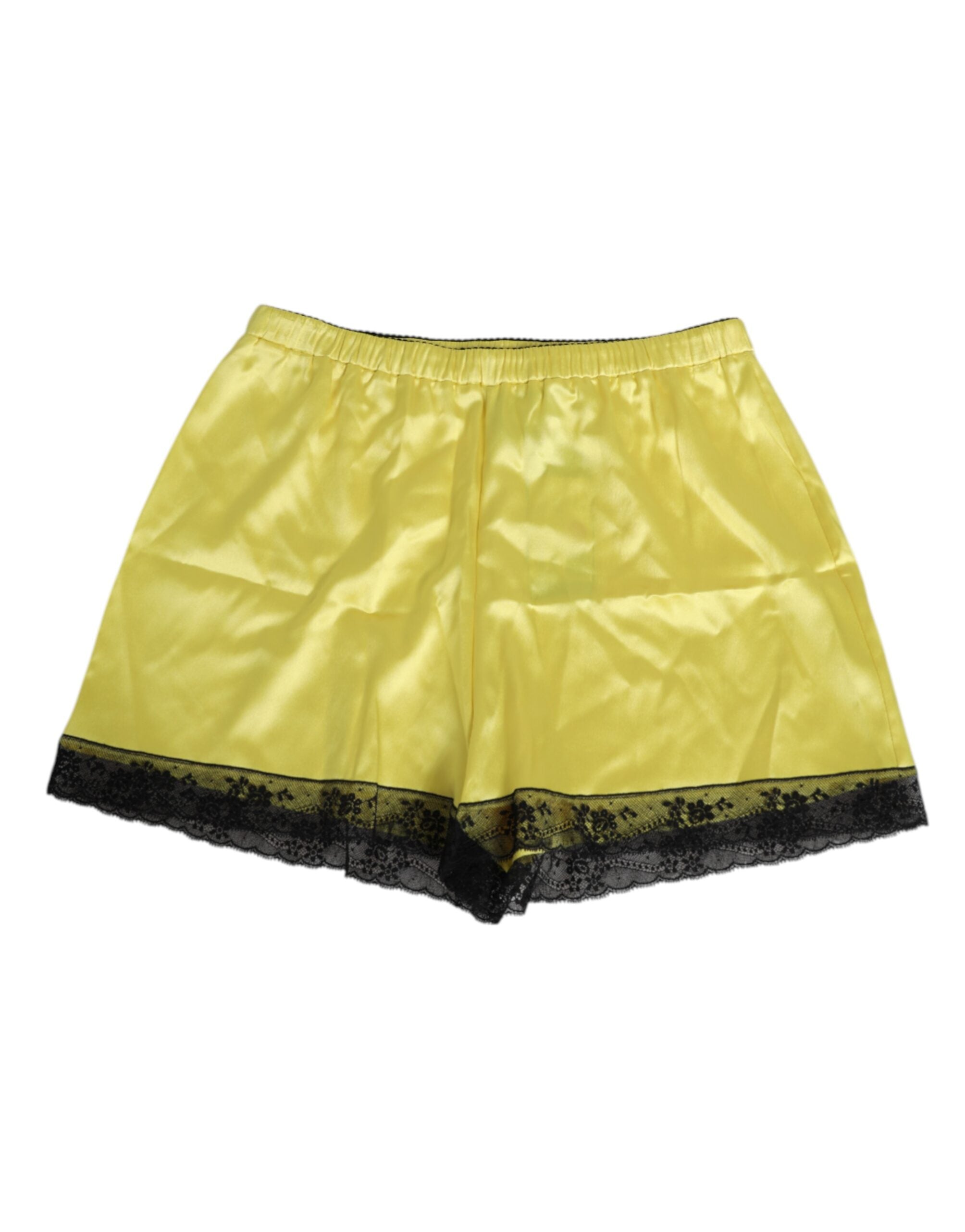 Dolce &amp; Gabbana – Gelbe Satin-Seiden-Unterhosen mit mittlerer Taille