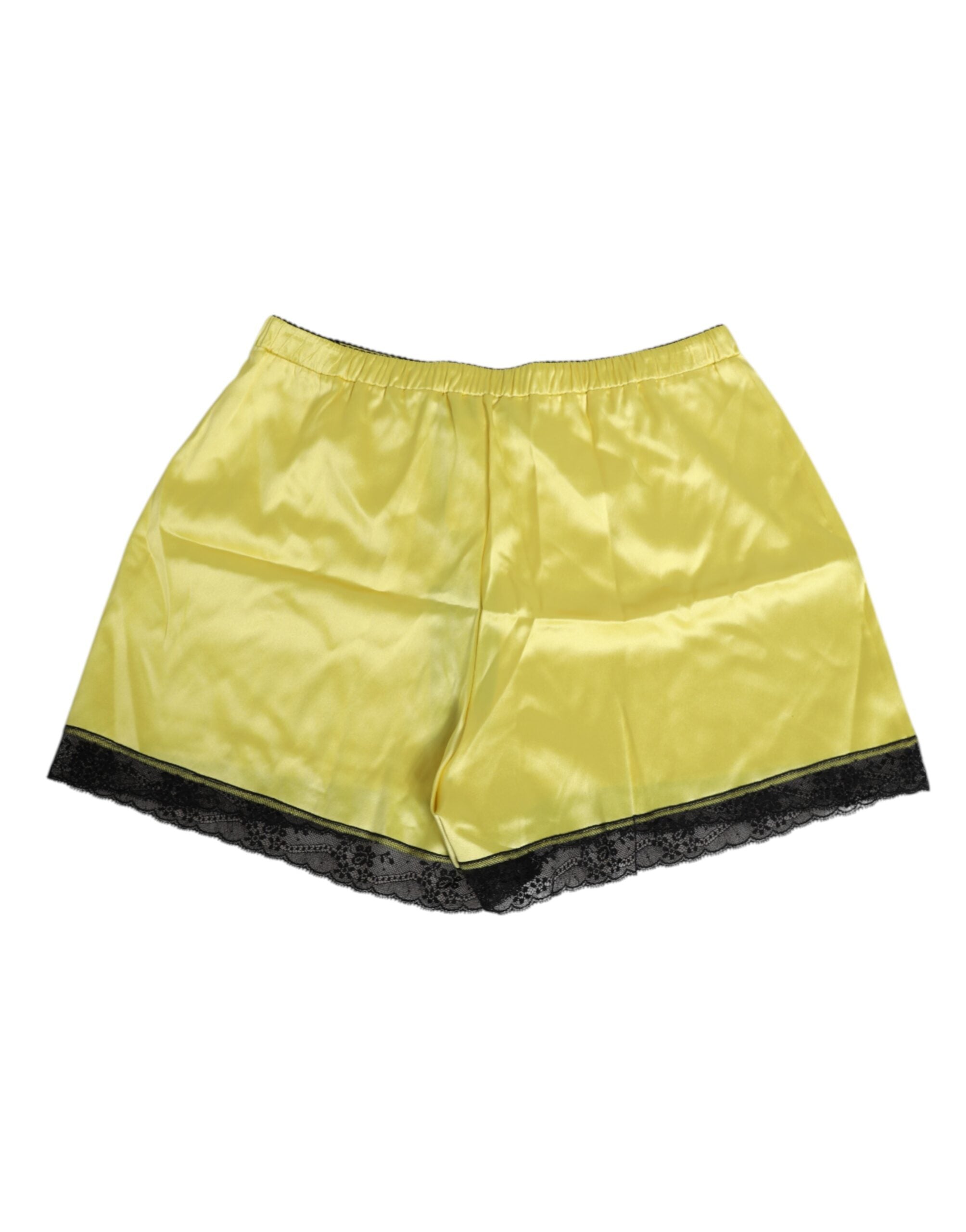 Dolce &amp; Gabbana – Gelbe Satin-Seiden-Unterhosen mit mittlerer Taille