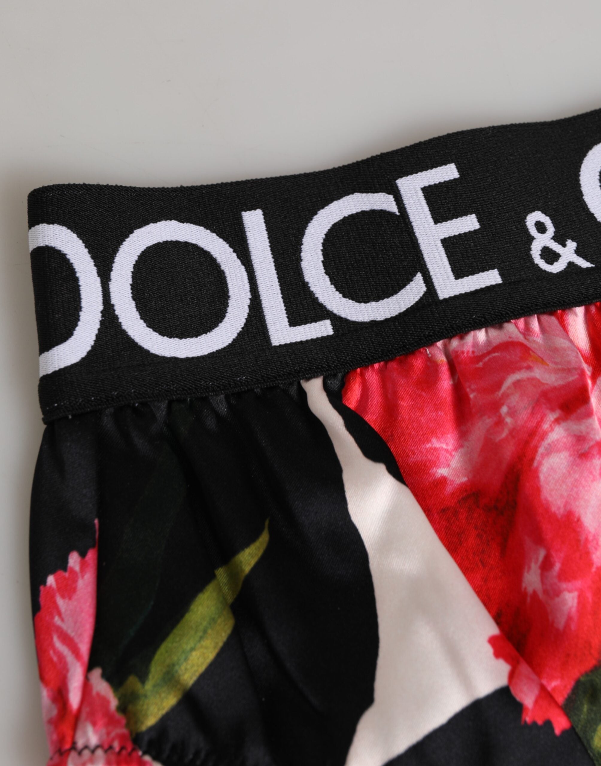 Dolce &amp; Gabbana – Schwarze Höschen mit hohem Bund und Blumenmuster