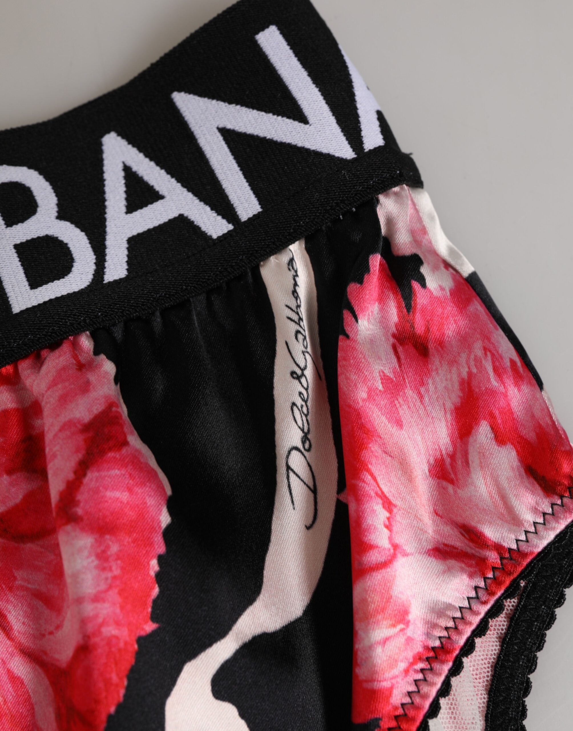 Dolce &amp; Gabbana – Schwarze Höschen mit hohem Bund und Blumenmuster