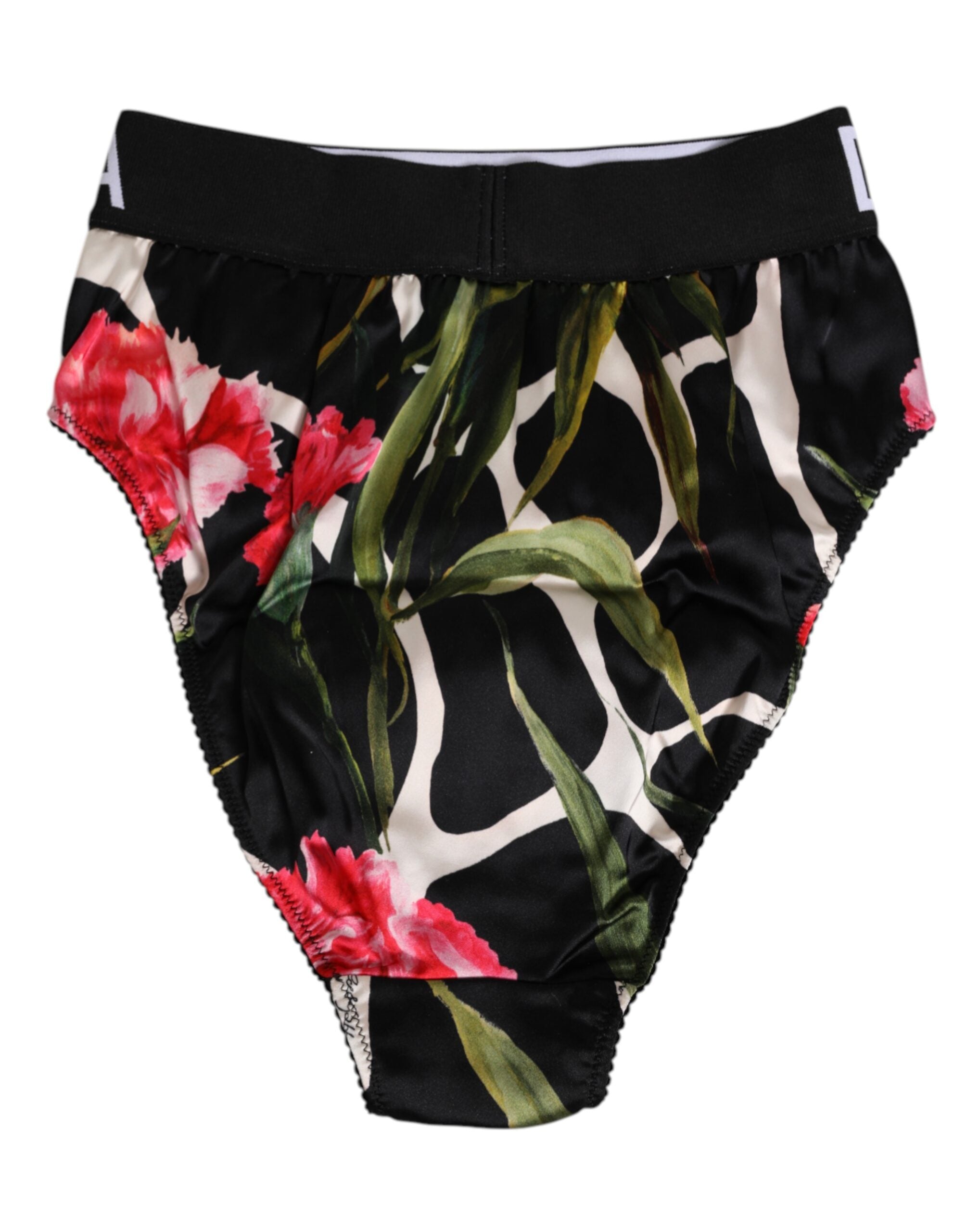 Dolce &amp; Gabbana – Schwarze Höschen mit hohem Bund und Blumenmuster