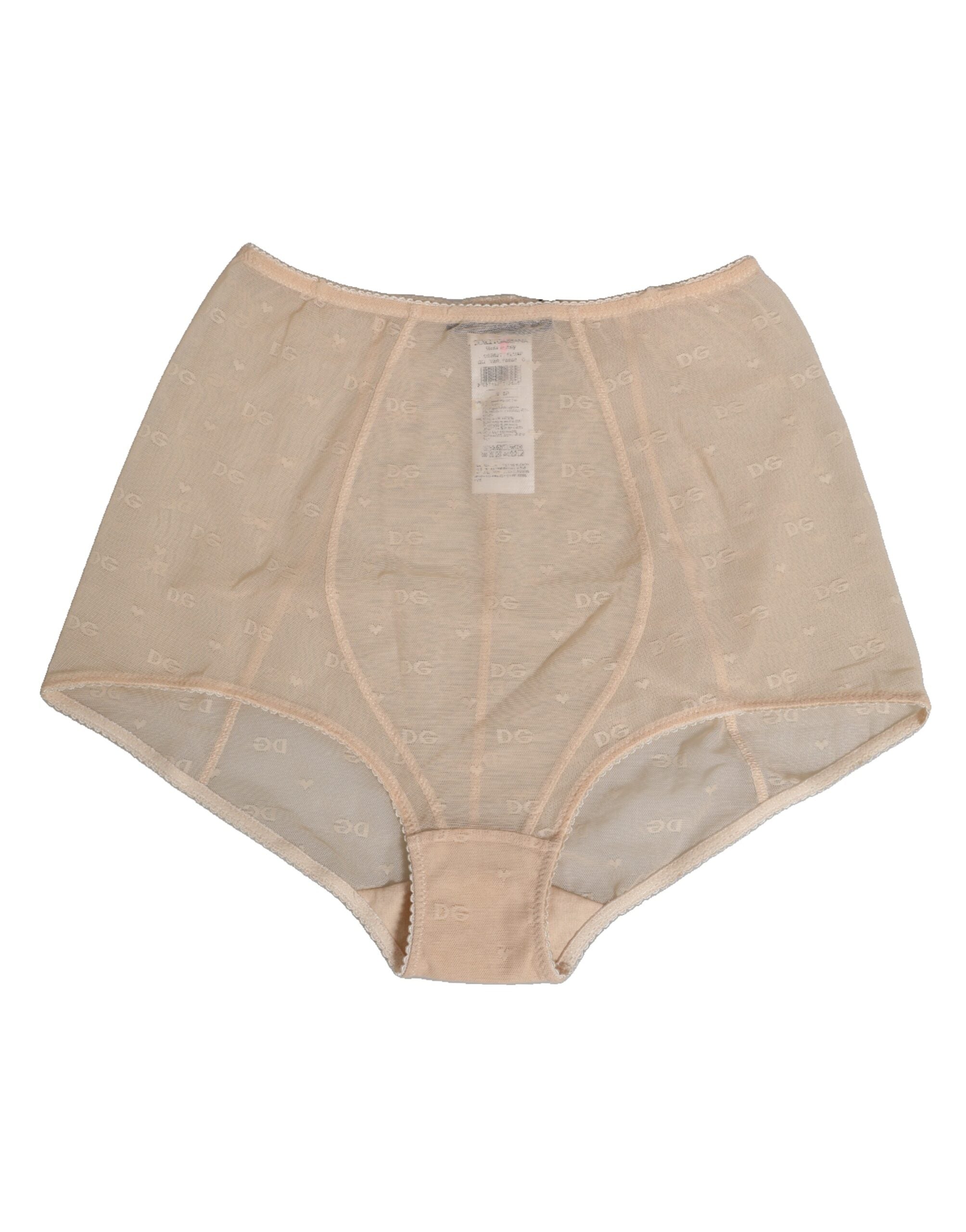 Dolce &amp; Gabbana – Beigefarbene Nylon-Höschenunterwäsche mit hoher Taille