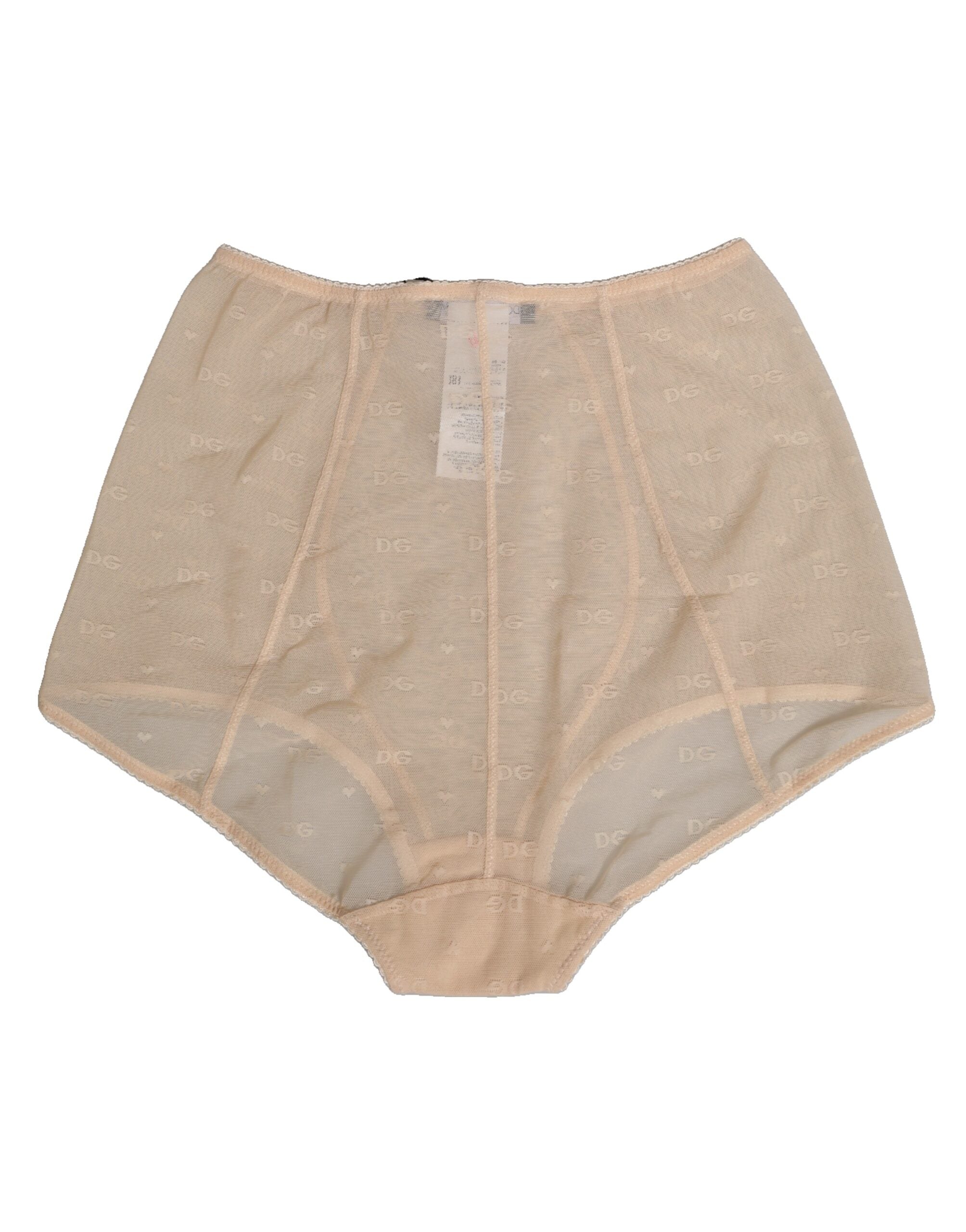 Dolce &amp; Gabbana – Beigefarbene Nylon-Höschenunterwäsche mit hoher Taille