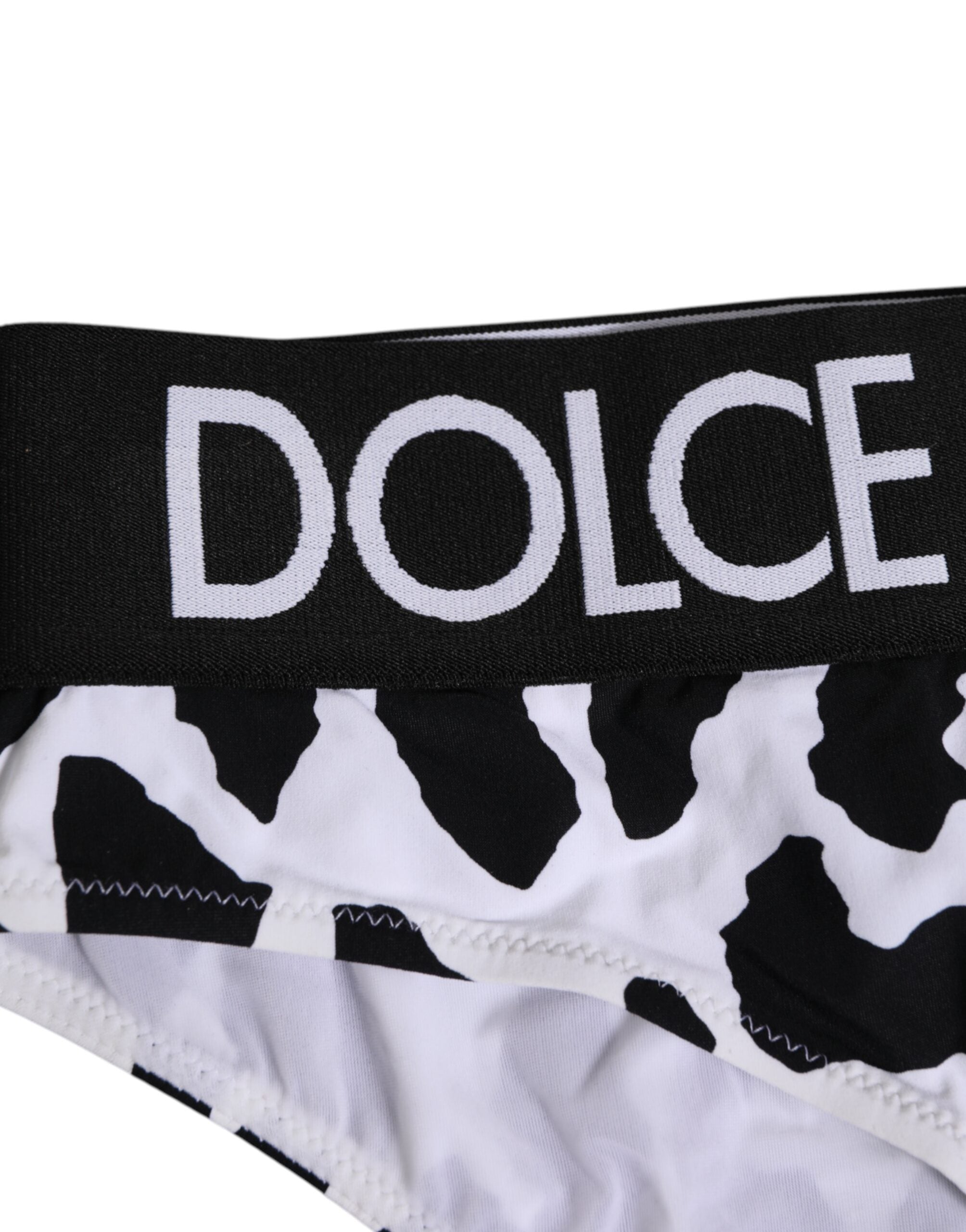 Dolce &amp; Gabbana – Weiße Nylon-Höschen mit Leopardenmuster und hoher Taille