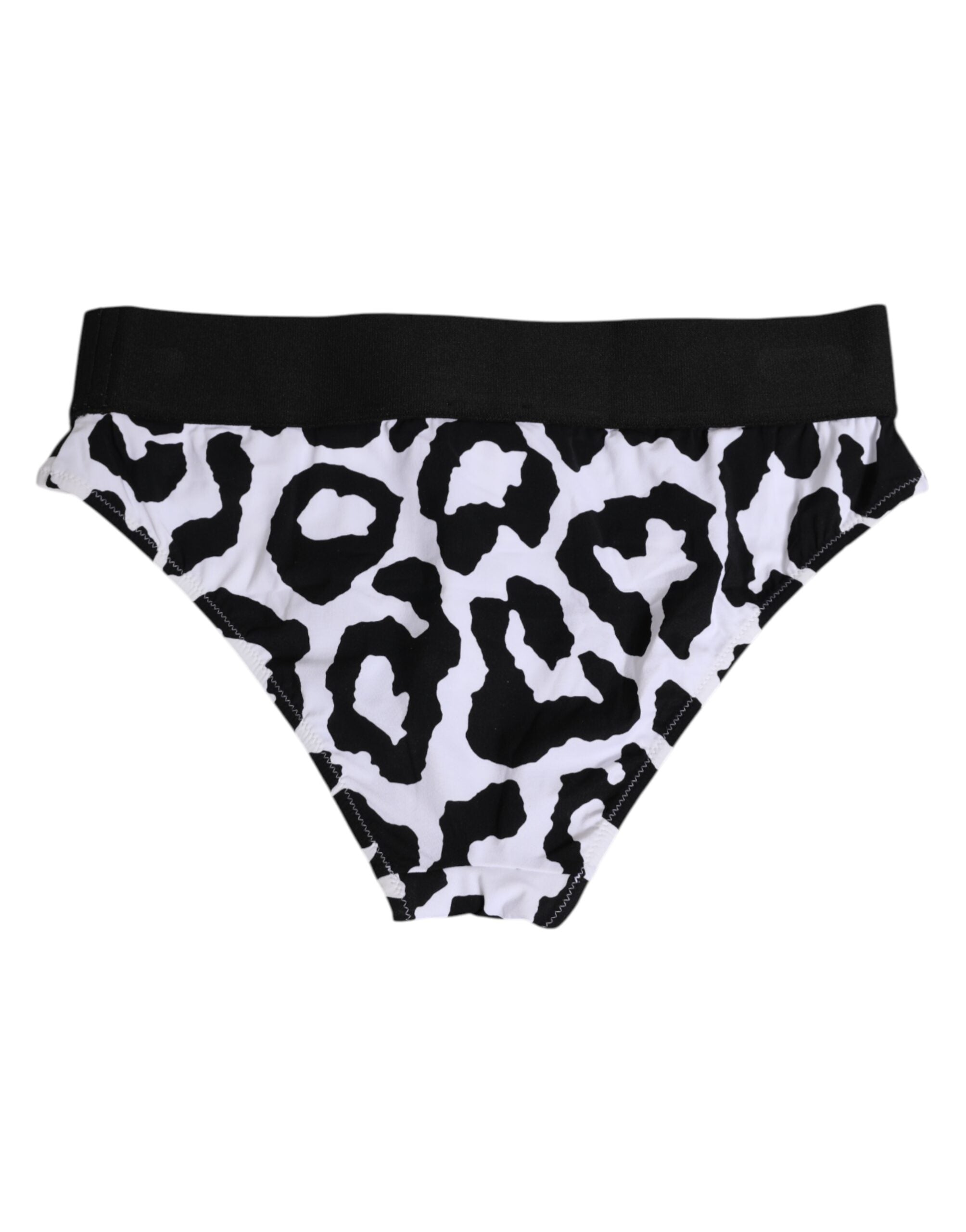 Dolce &amp; Gabbana – Weiße Nylon-Höschen mit Leopardenmuster und hoher Taille