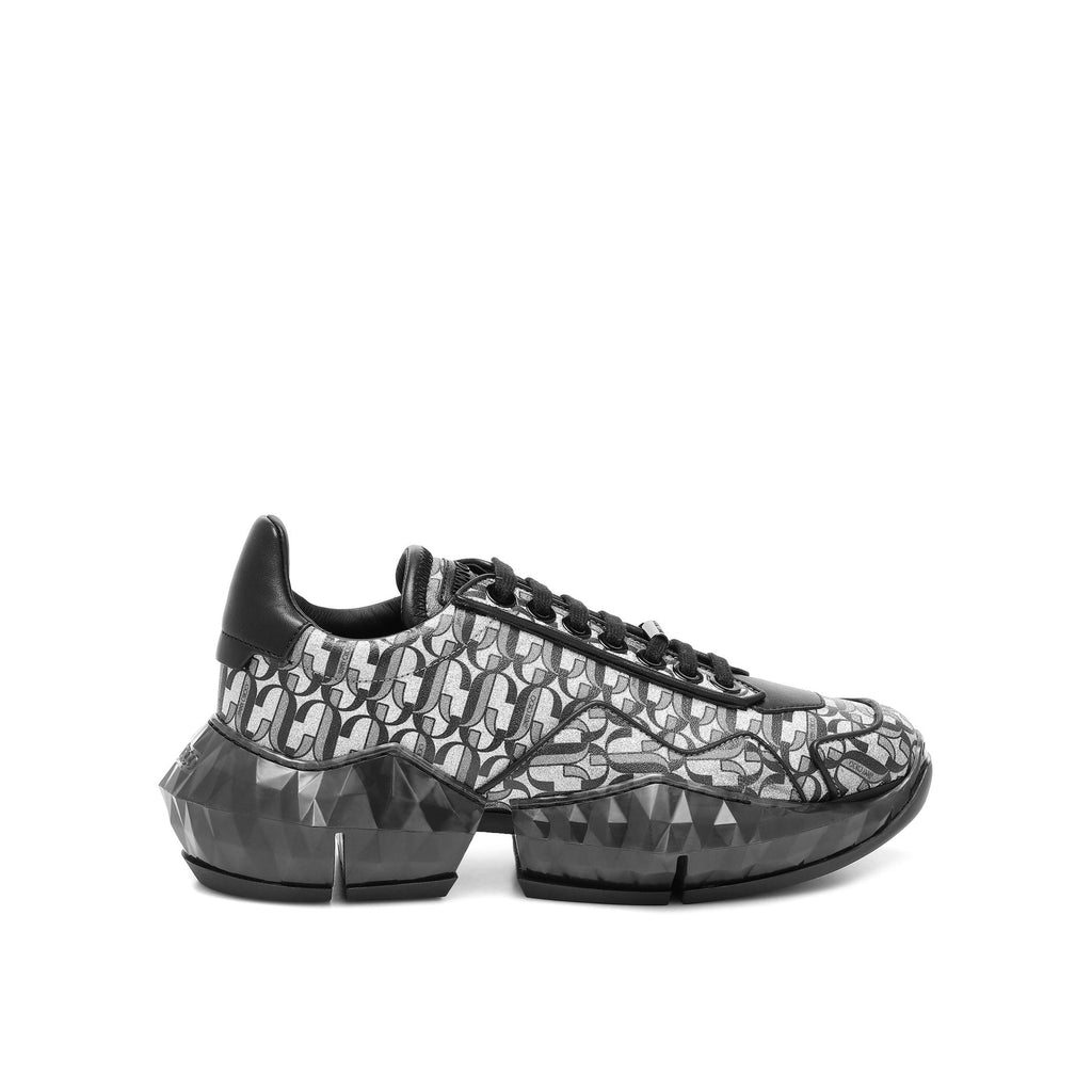 Jimmy Choo Diamond JC Monogram Glitter Leather Sneakers - WOMEN SHOES - JIMMY CHOO - Tluxy New