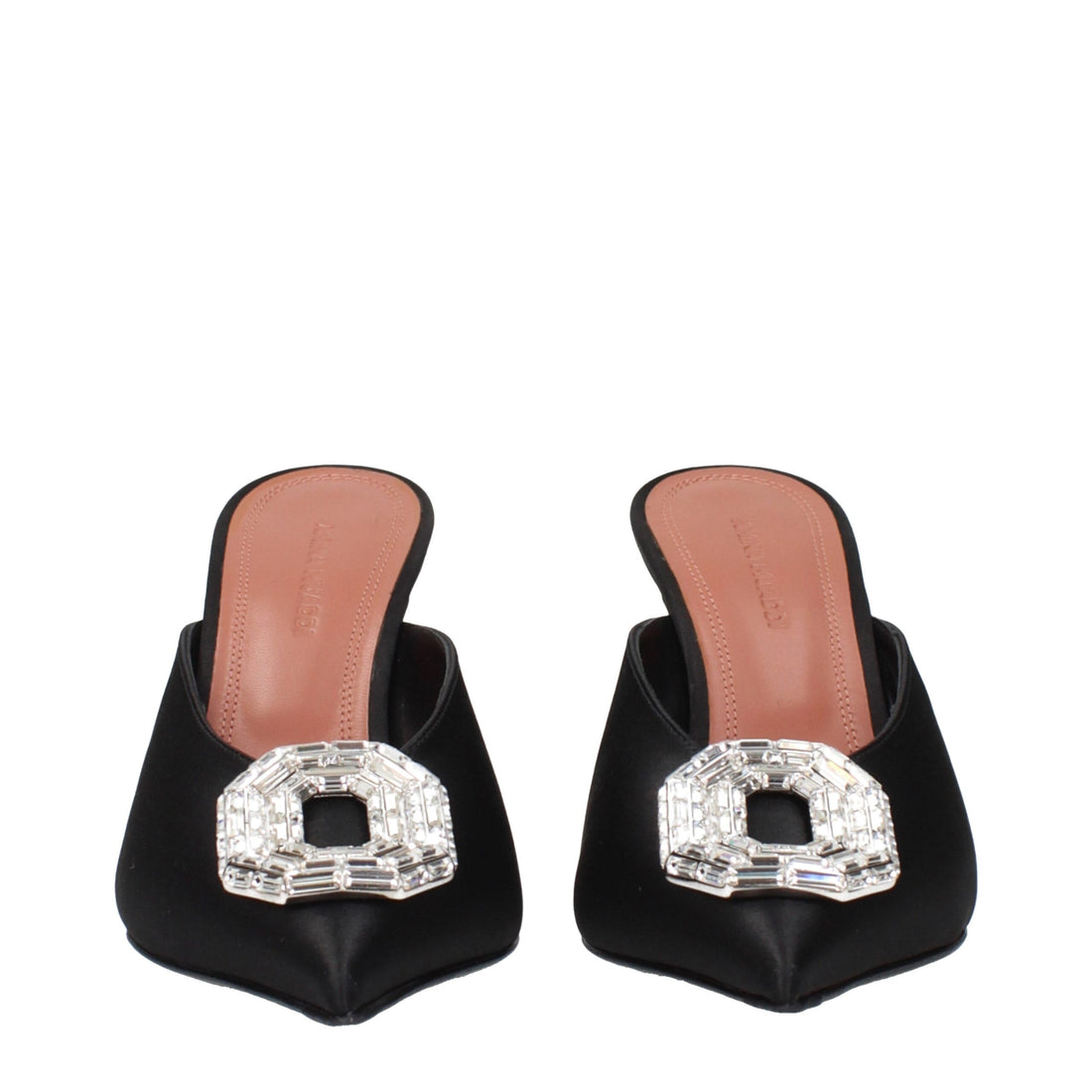 Amina Muaddi Black Satin Pumps