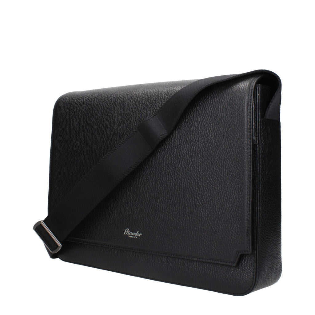 Pineider Black Leather Crossbody Bag