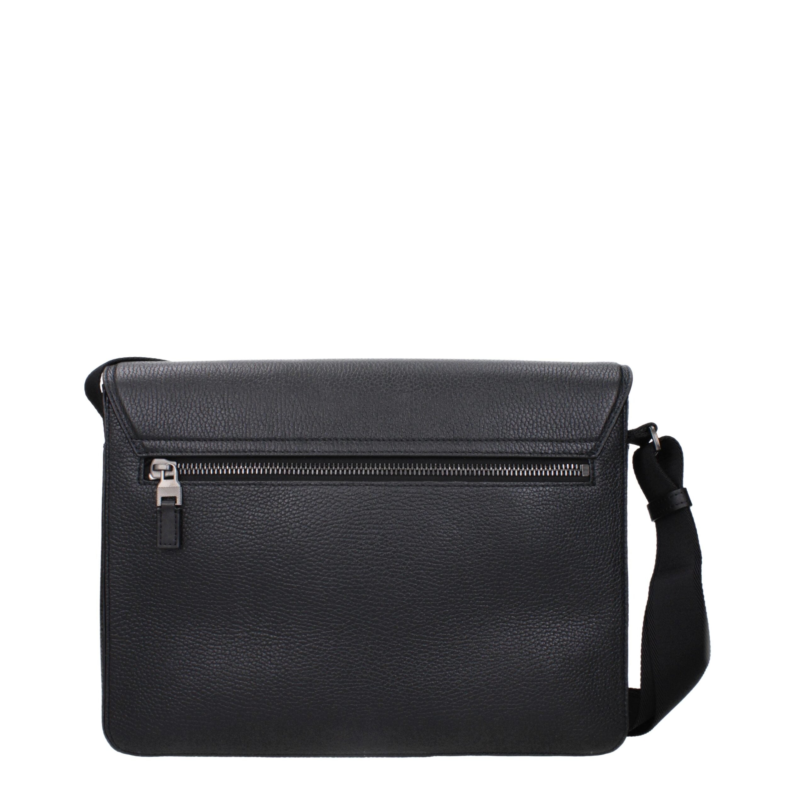Pineider Black Leather Crossbody Bag