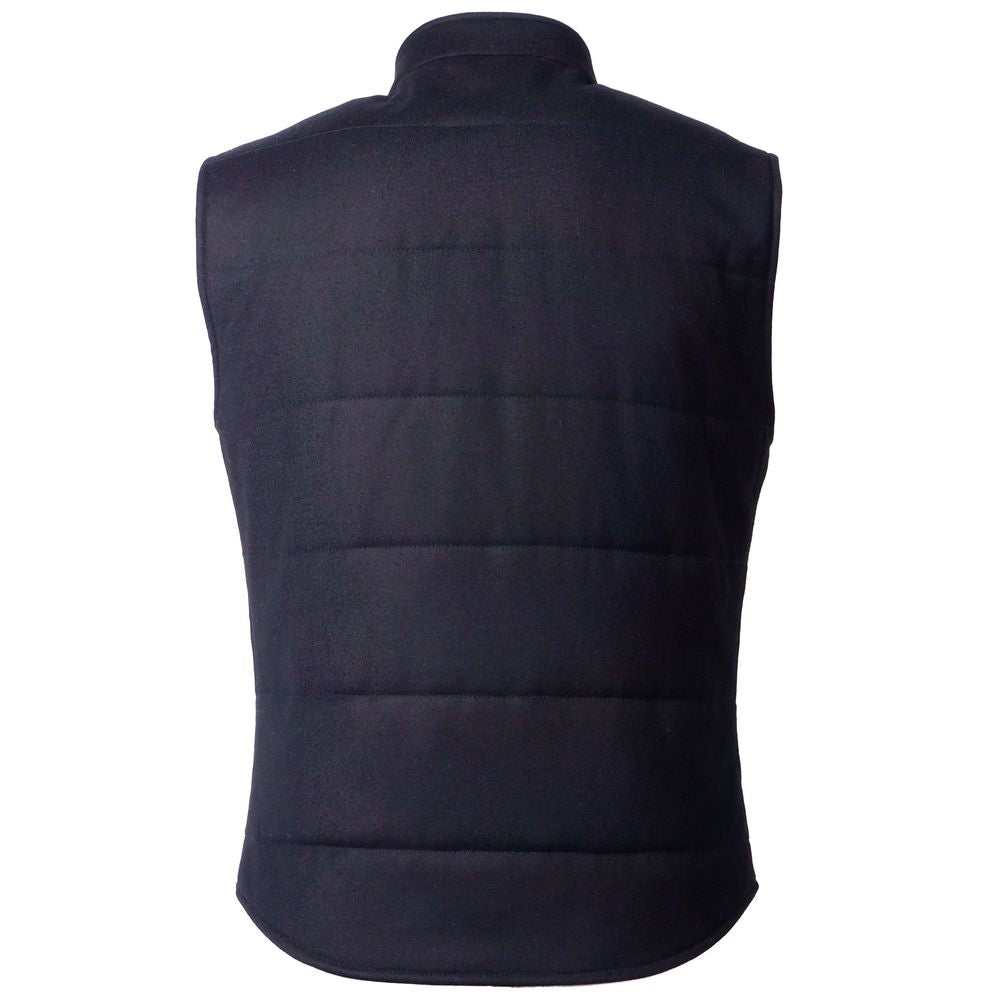 Blaue, ärmellose Wolljacke, Made in Italy