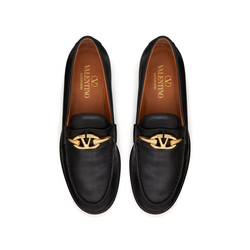 Valentino Garavani V-Logo Moon Leather Loafers