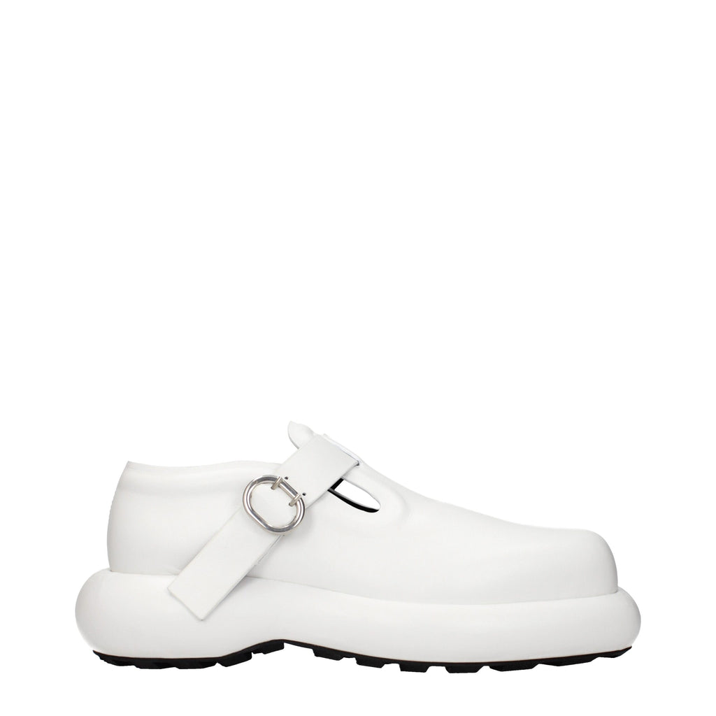 Jil Sander White Leather Slip-On Loafers
