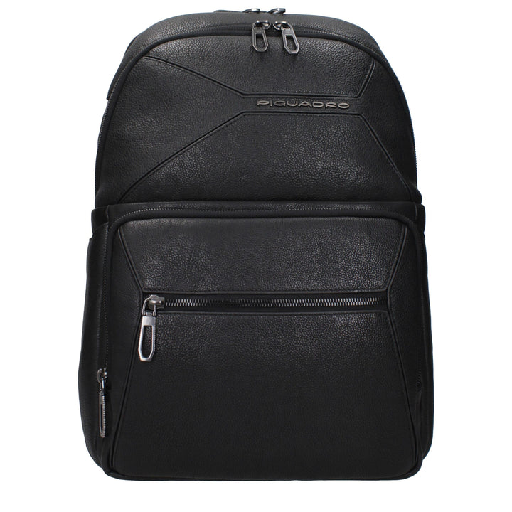 Piquadro Black Leather Backpack