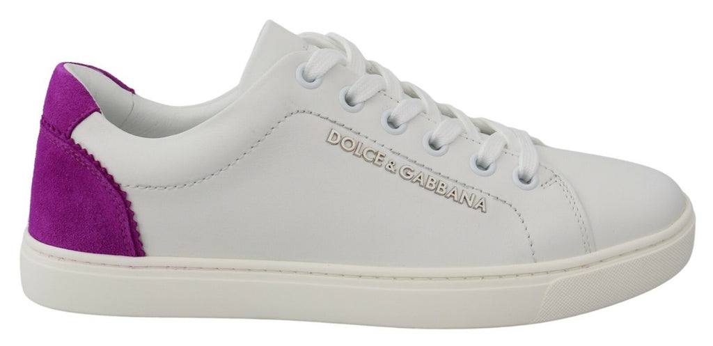 Dolce &amp; Gabbana Weiße Wildleder Low Top Sneakers Schuhe