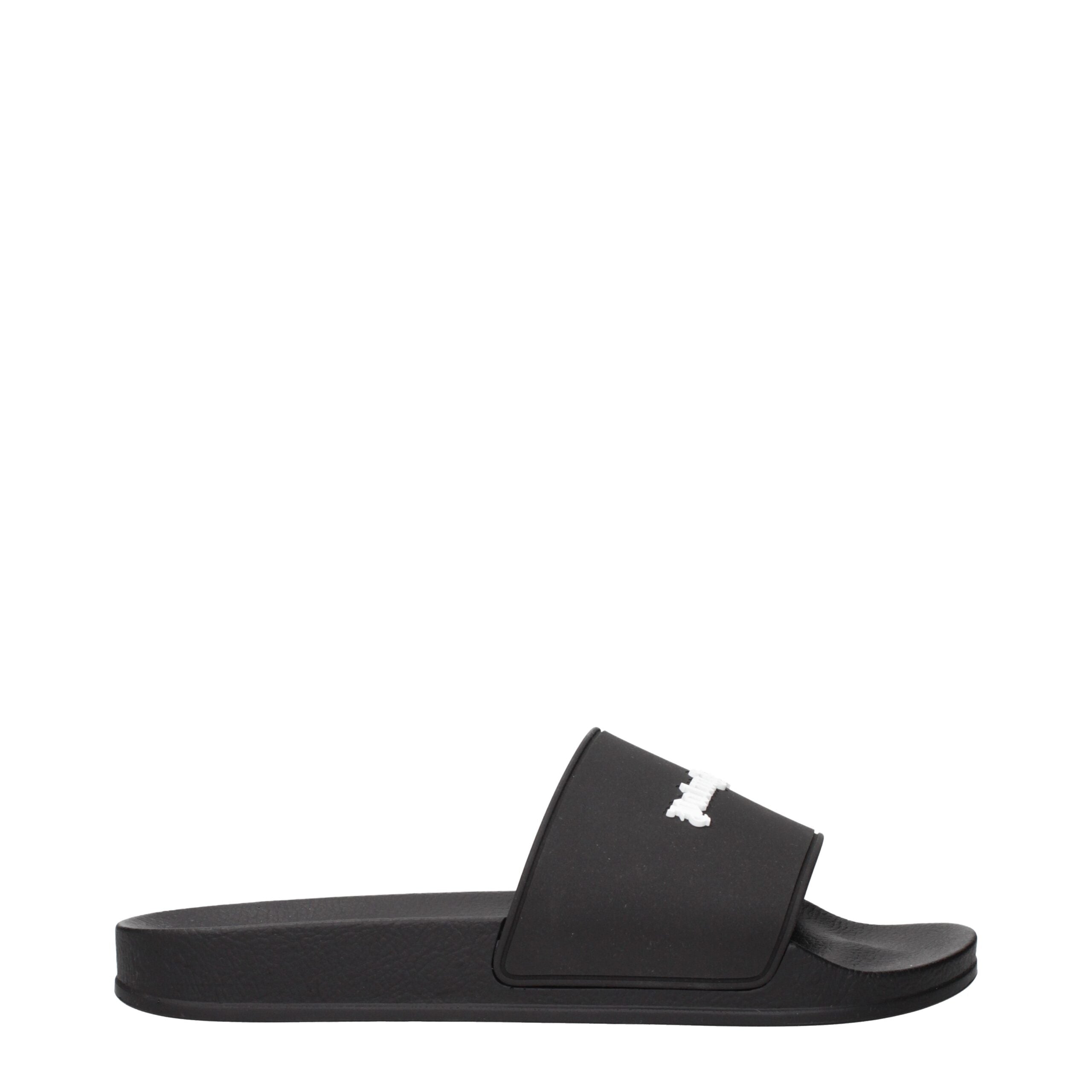 Palm Angels Black Cotton Slippers