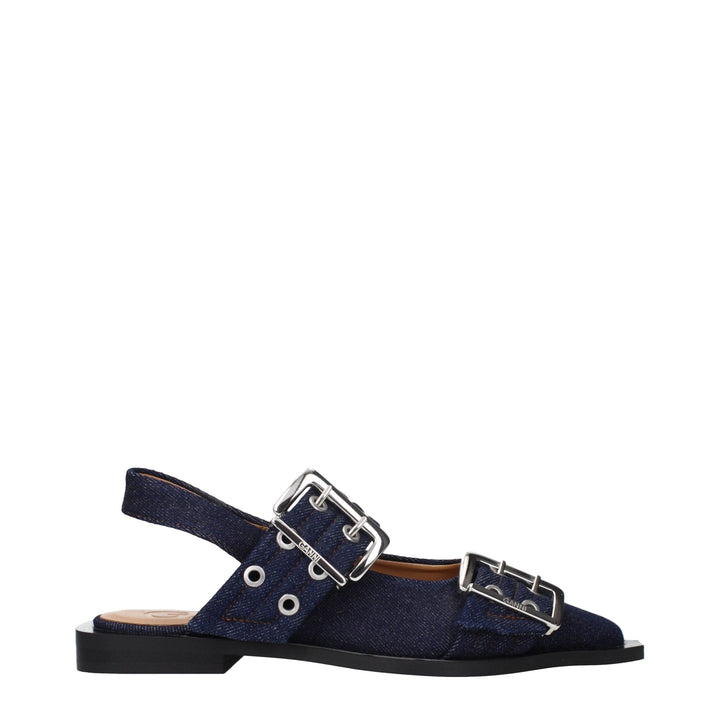 Ganni Blue Fabric Sandals