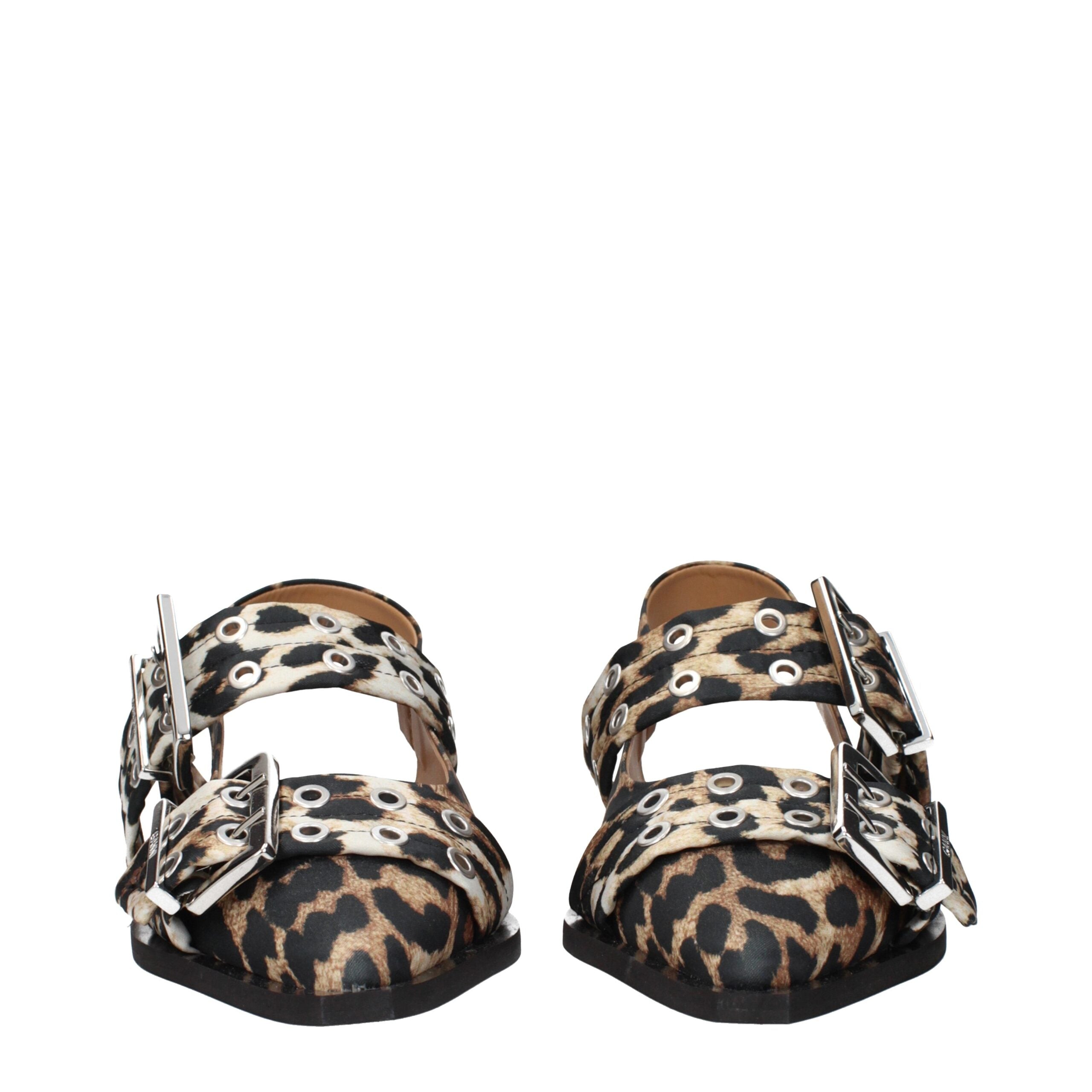 Ganni Brown Fabric Sandals