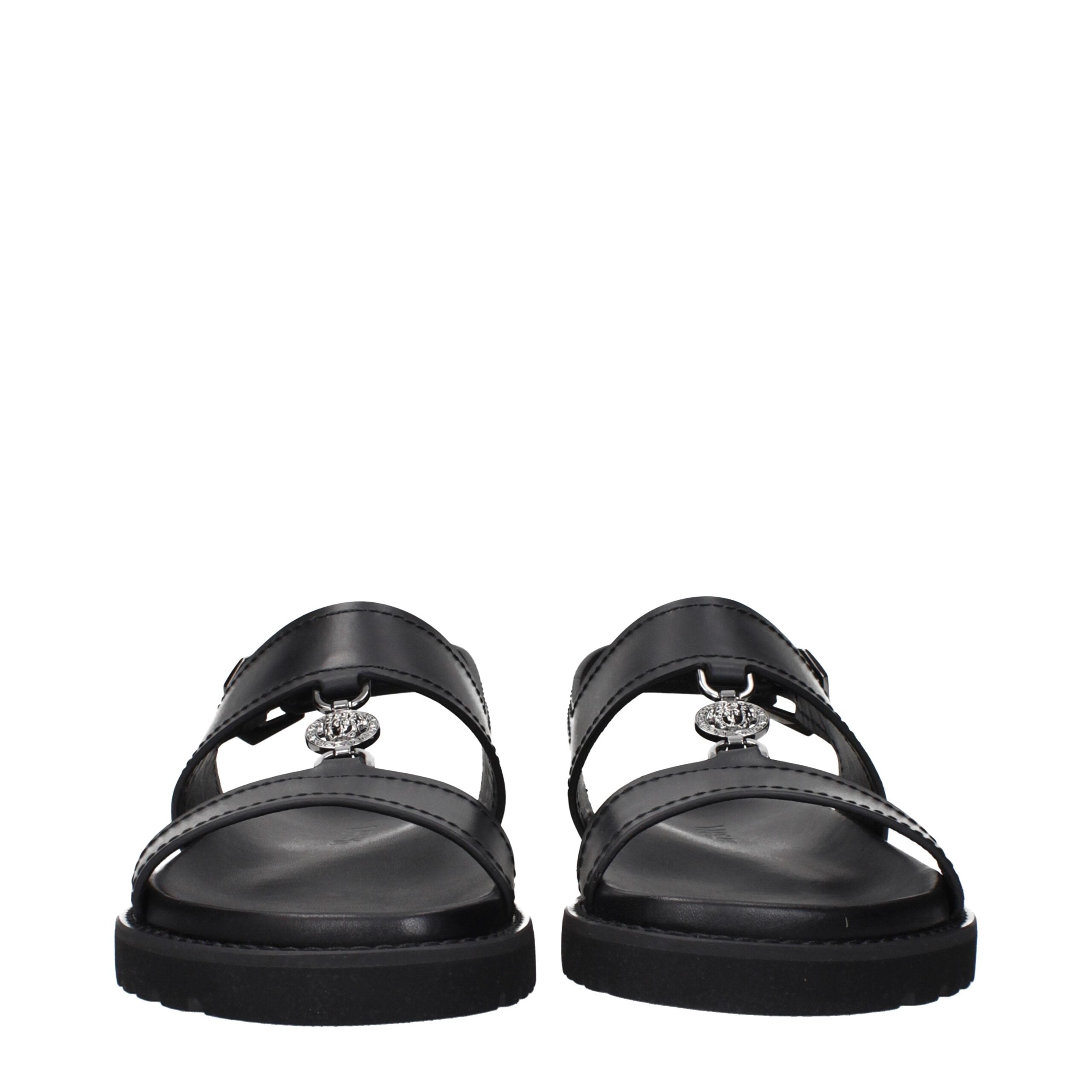 Versace Black Leather Sandals