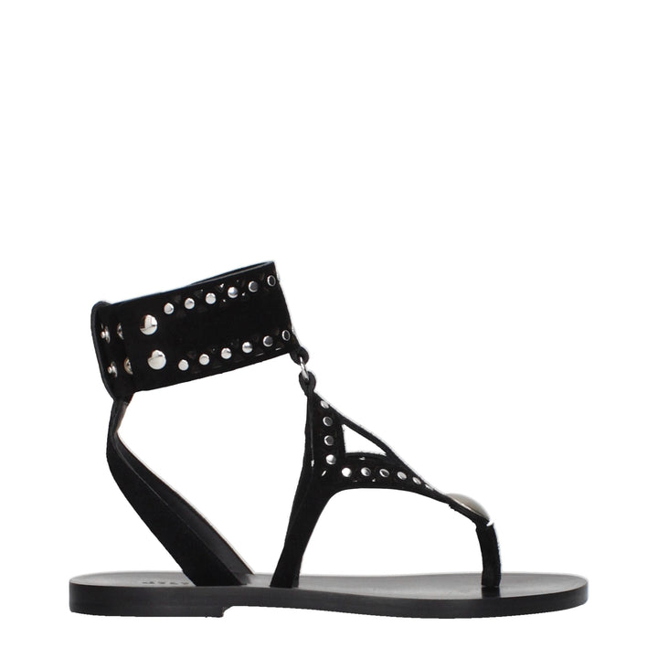 Isabel Marant Black Leather Flip-Flop Sandals