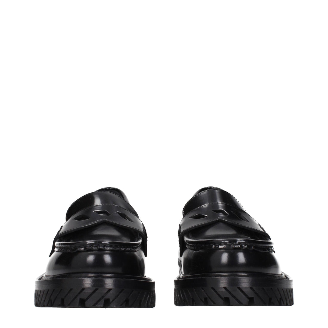 Off-White Black Leather Slip-On Loafers