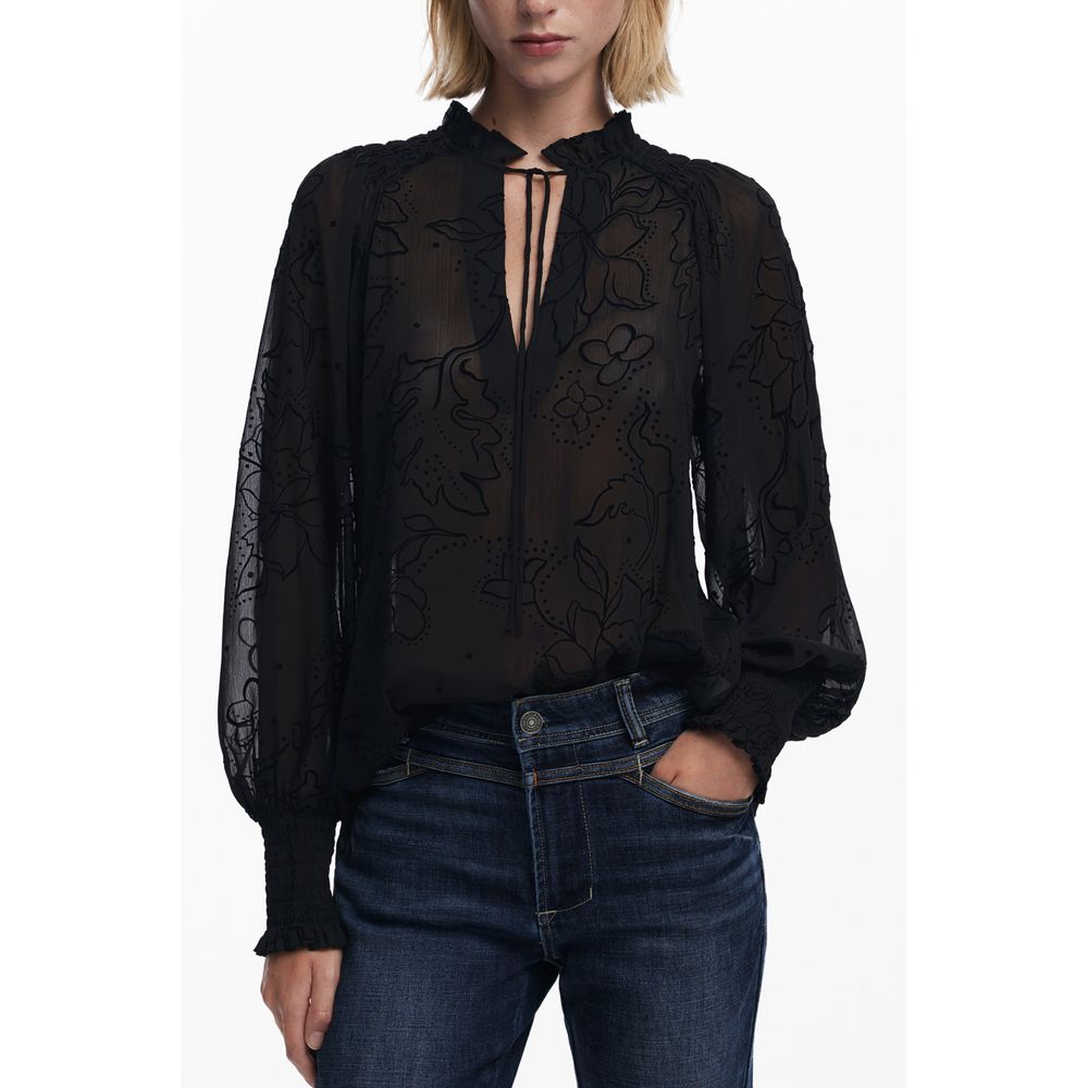 Desigual Schwarze Polyester-Damenbluse