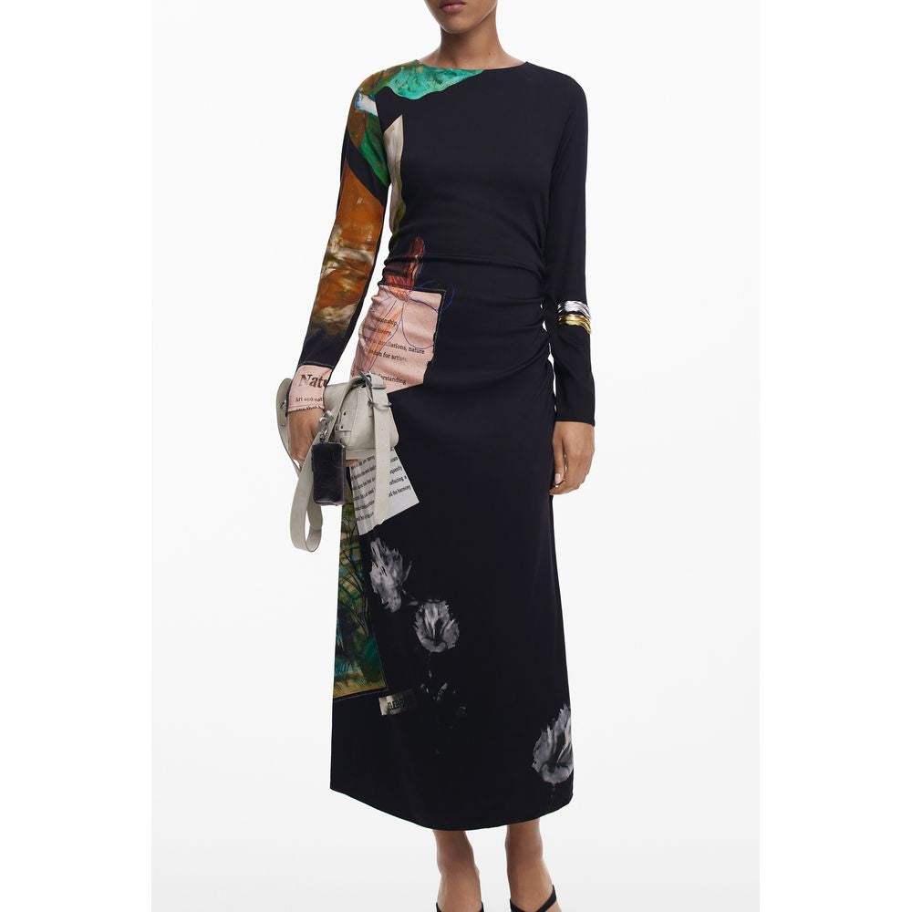 Desigual Schwarzes Viskose-Damenkleid