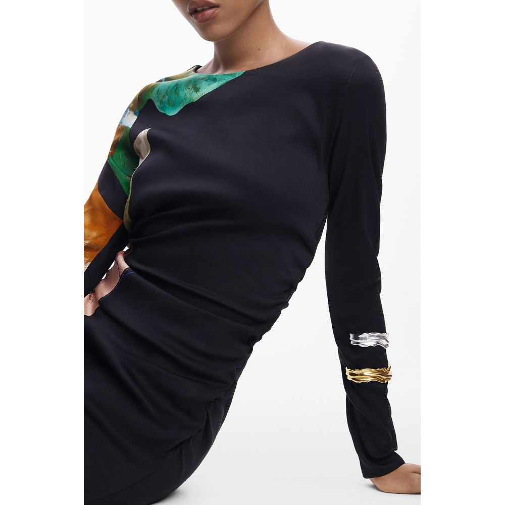 Desigual Schwarzes Viskose-Damenkleid