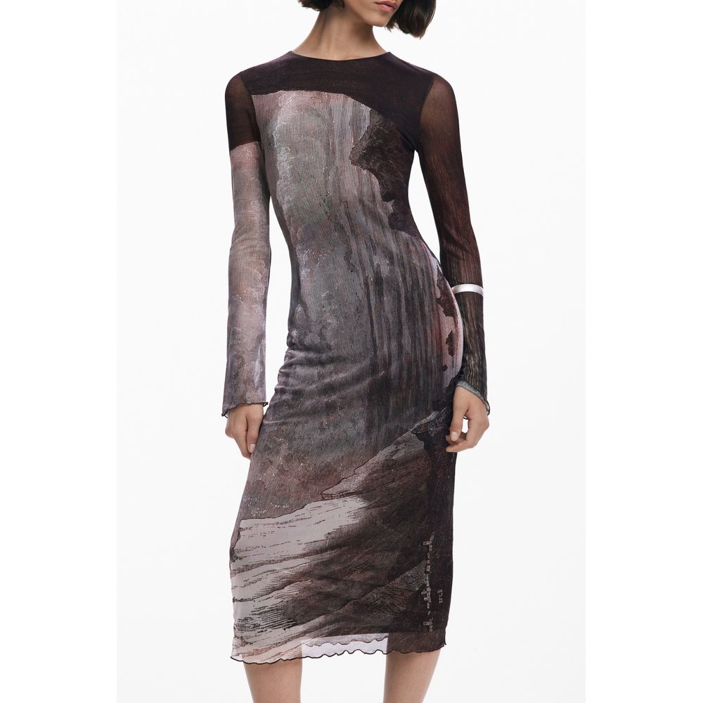 Desigual Braunes Polyester-Damenkleid