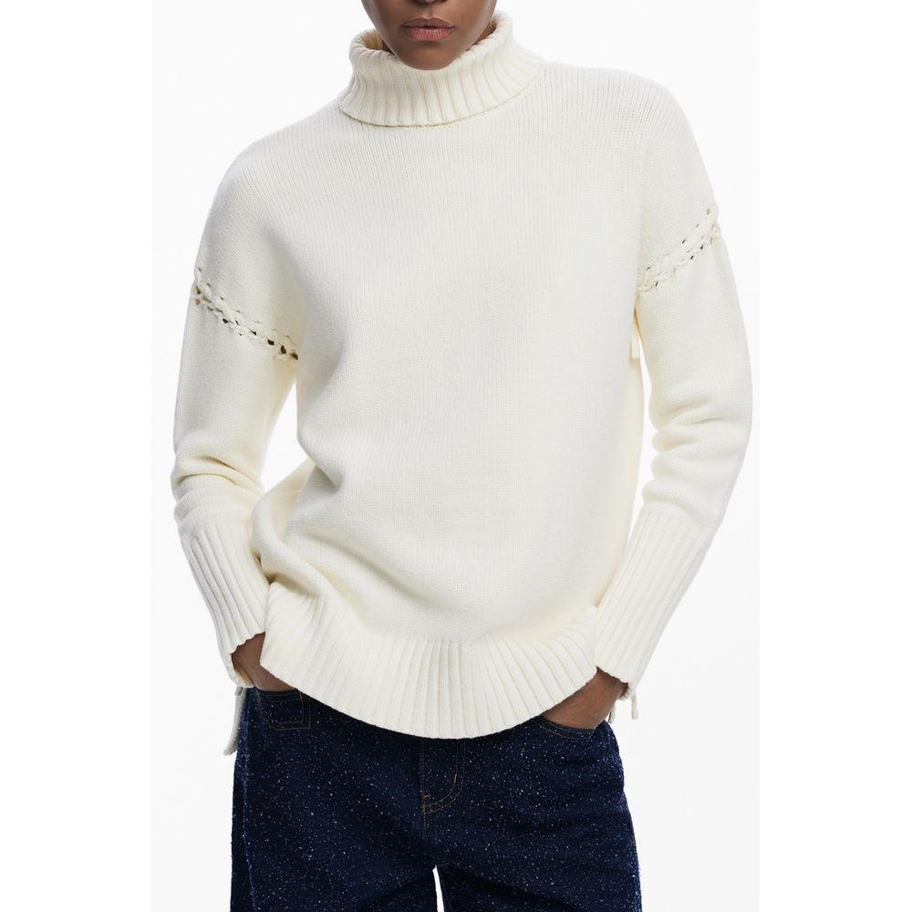 Desigual Weißer Baumwollpullover für Damen