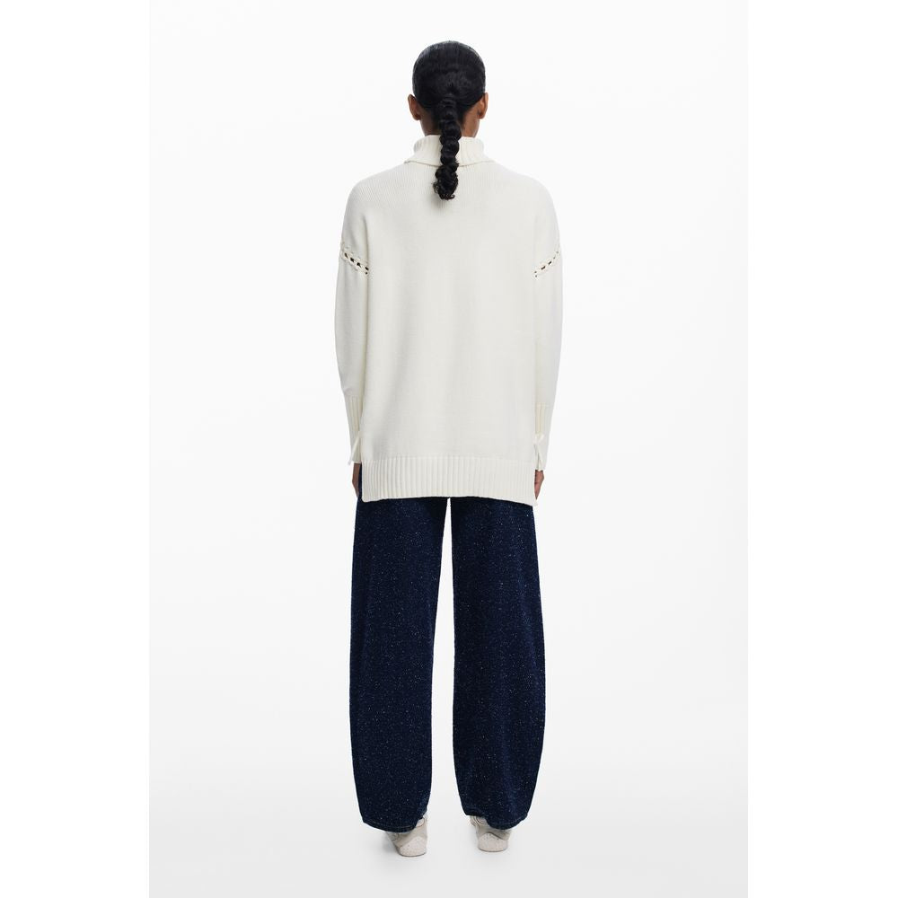 Desigual Weißer Baumwollpullover für Damen